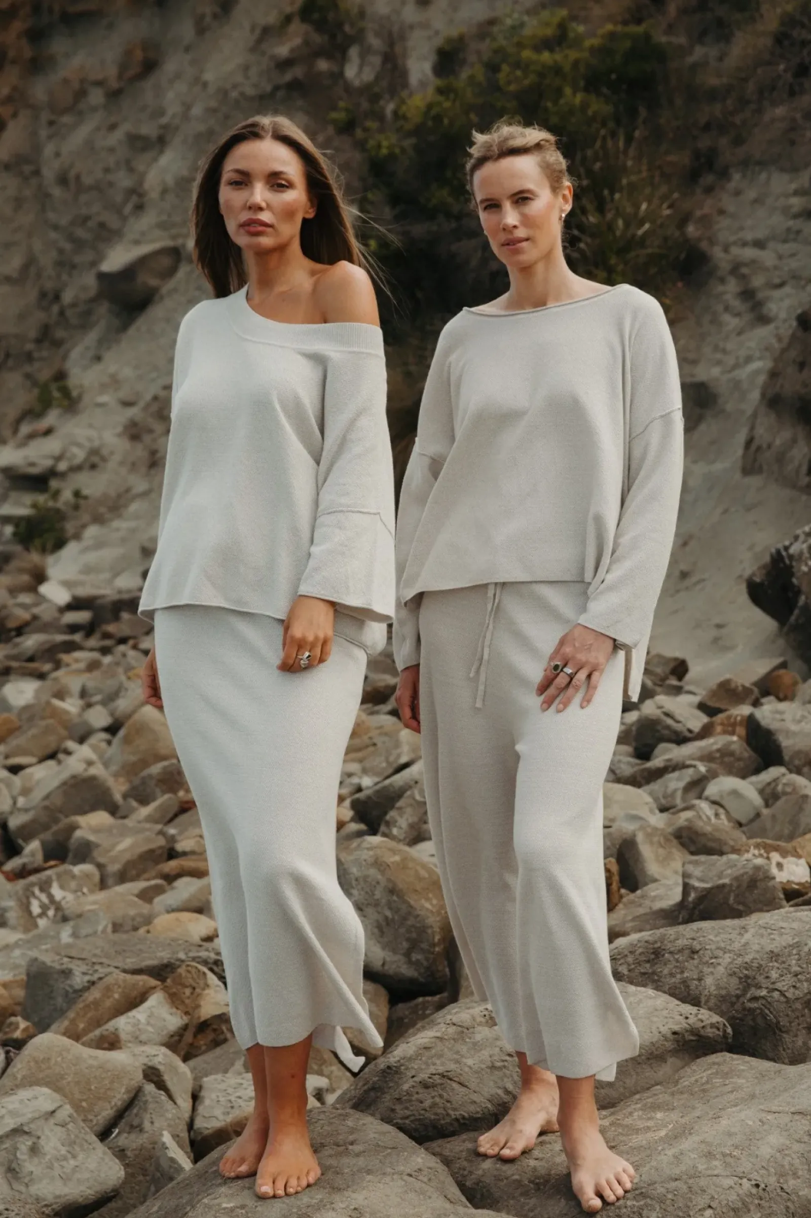 Talamaya Retreat Cotton Twist Tee Pullover - Silver & Salt Clearance