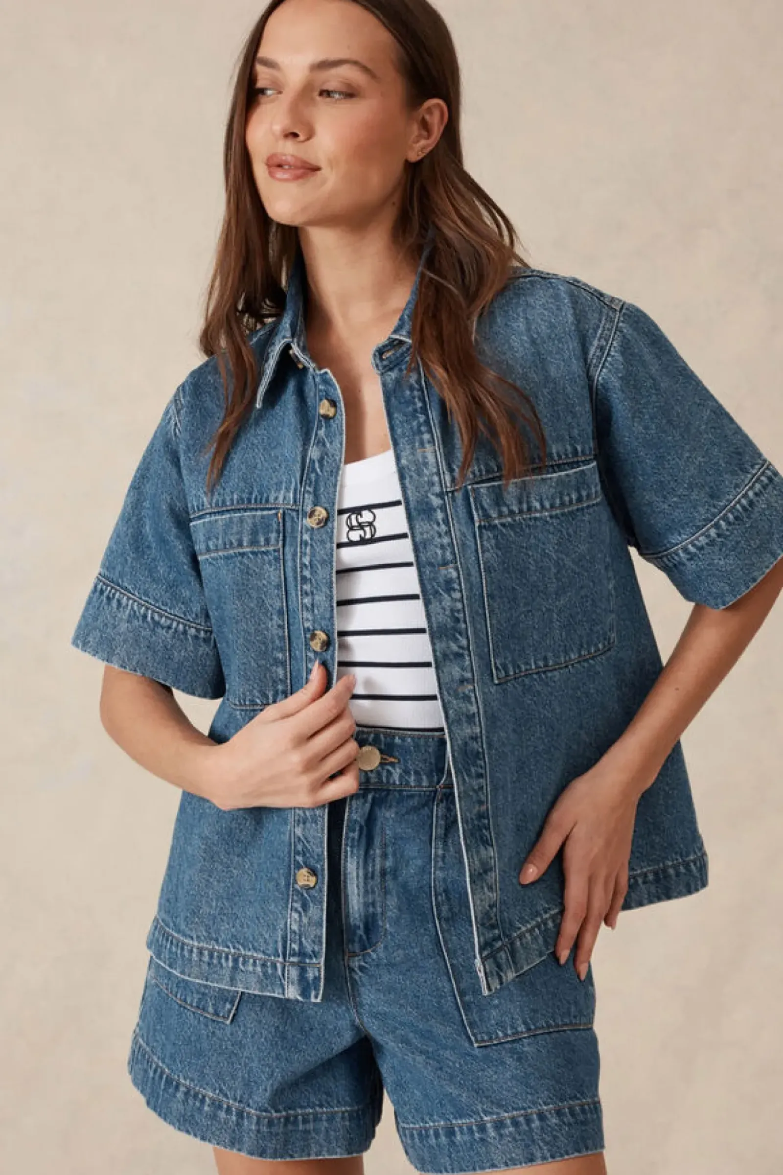 Ceres Life Jacqui Felgate Boxy Denim Shirt - Indigo Denim Online