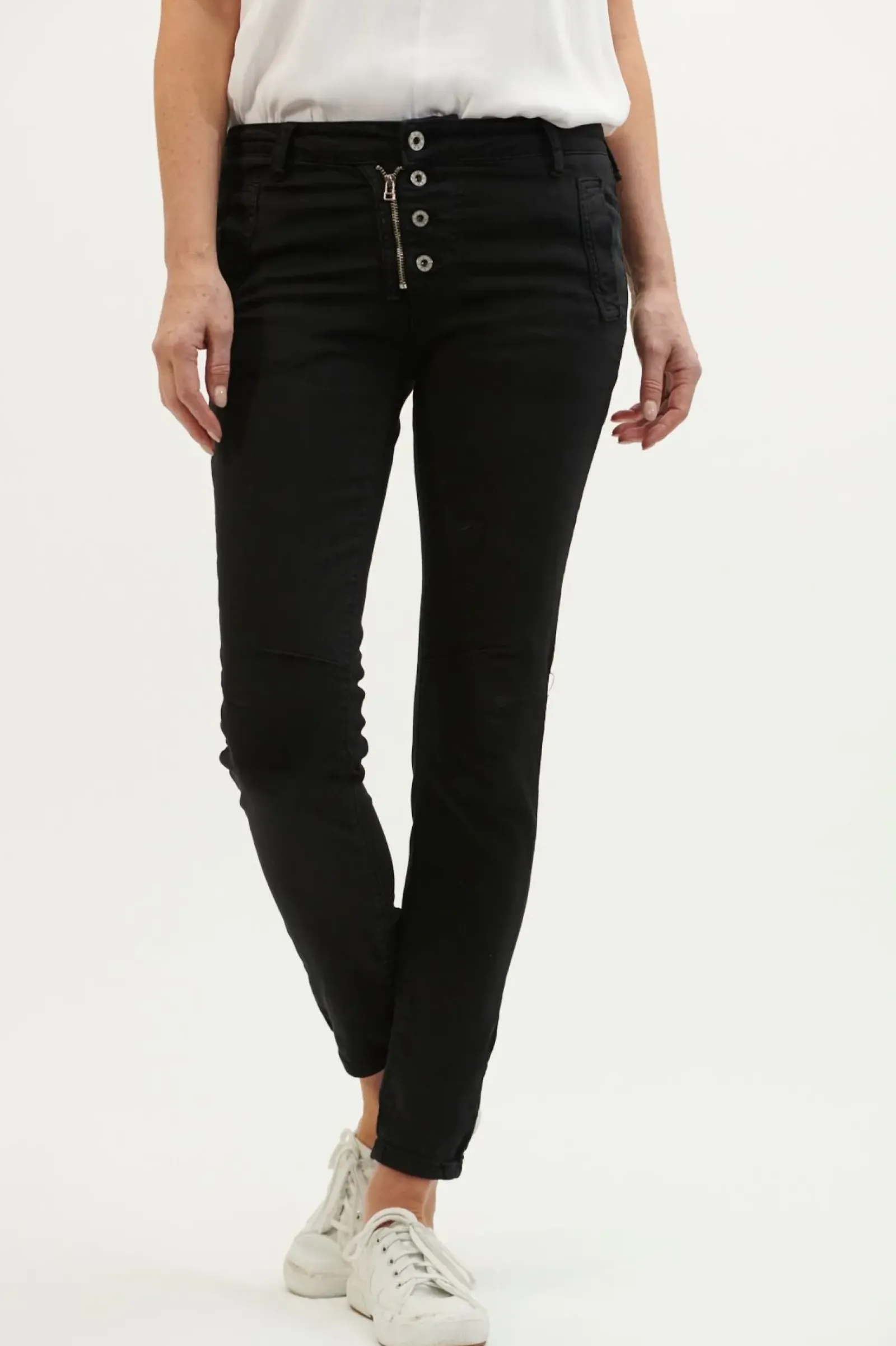 Italian Star Button Jean - Black Sale