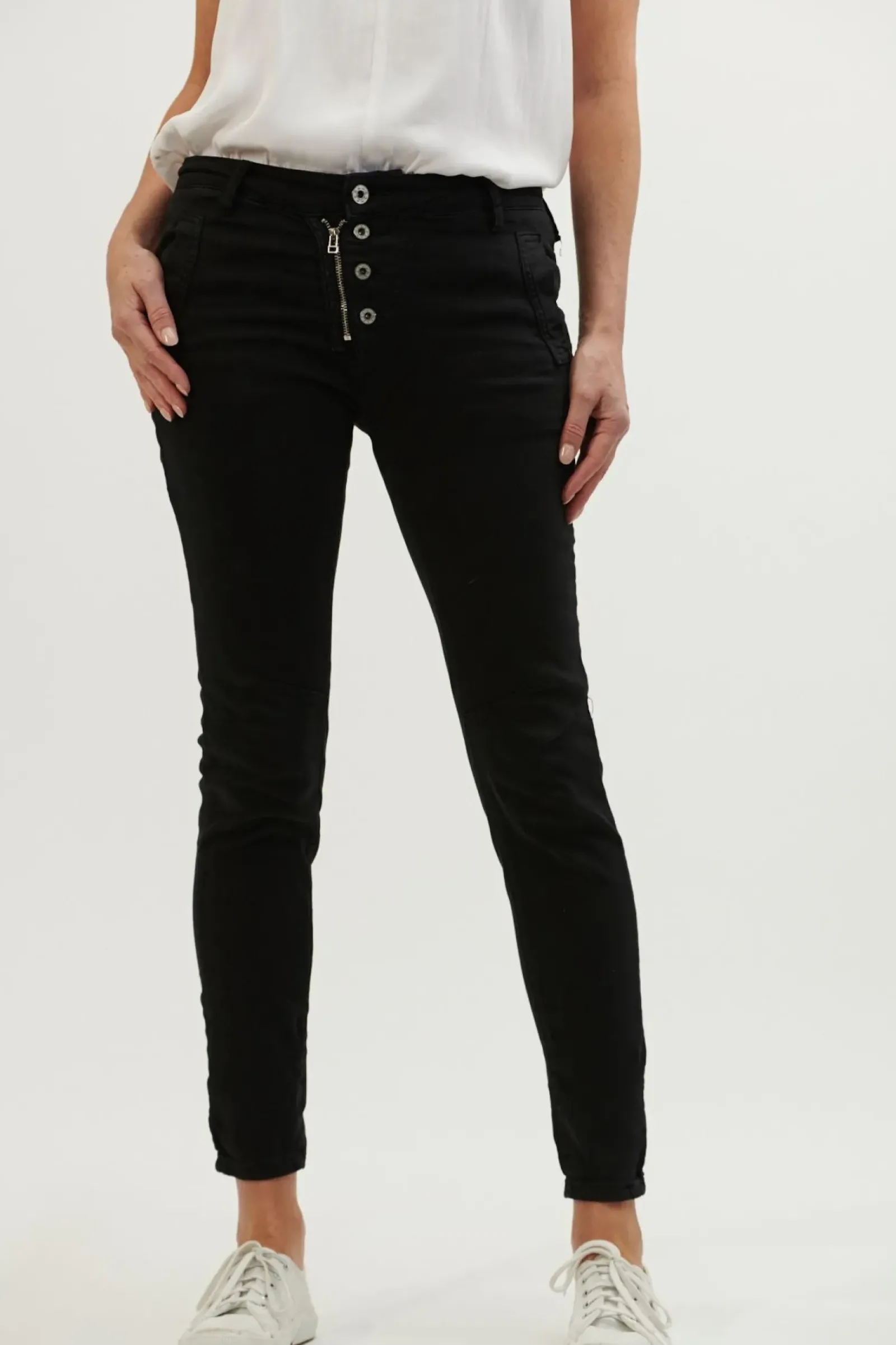 Italian Star Button Jean - Black Sale