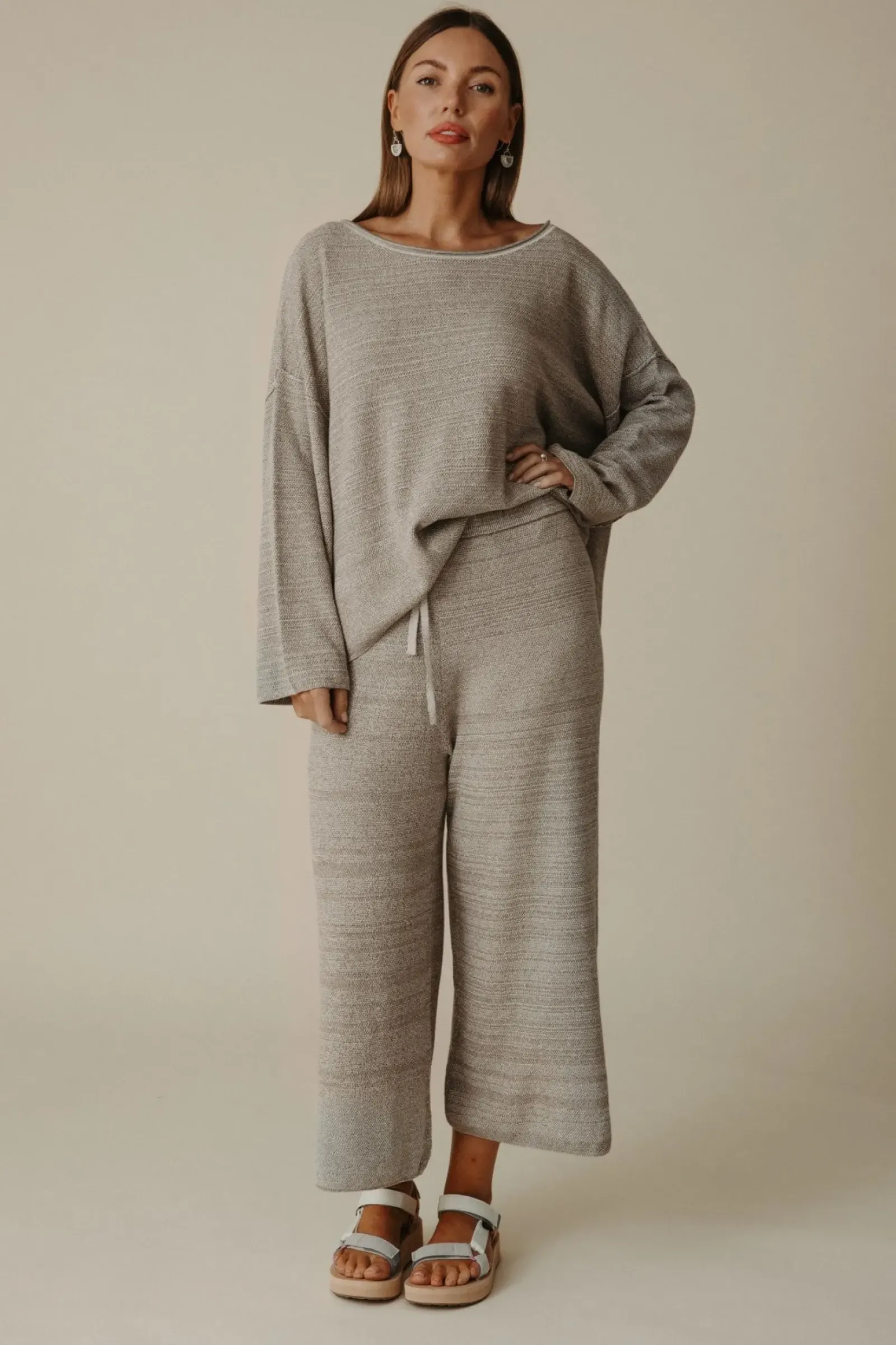 Talamaya Retreat Cotton Twist Pant - Dusty Olive & White Hot