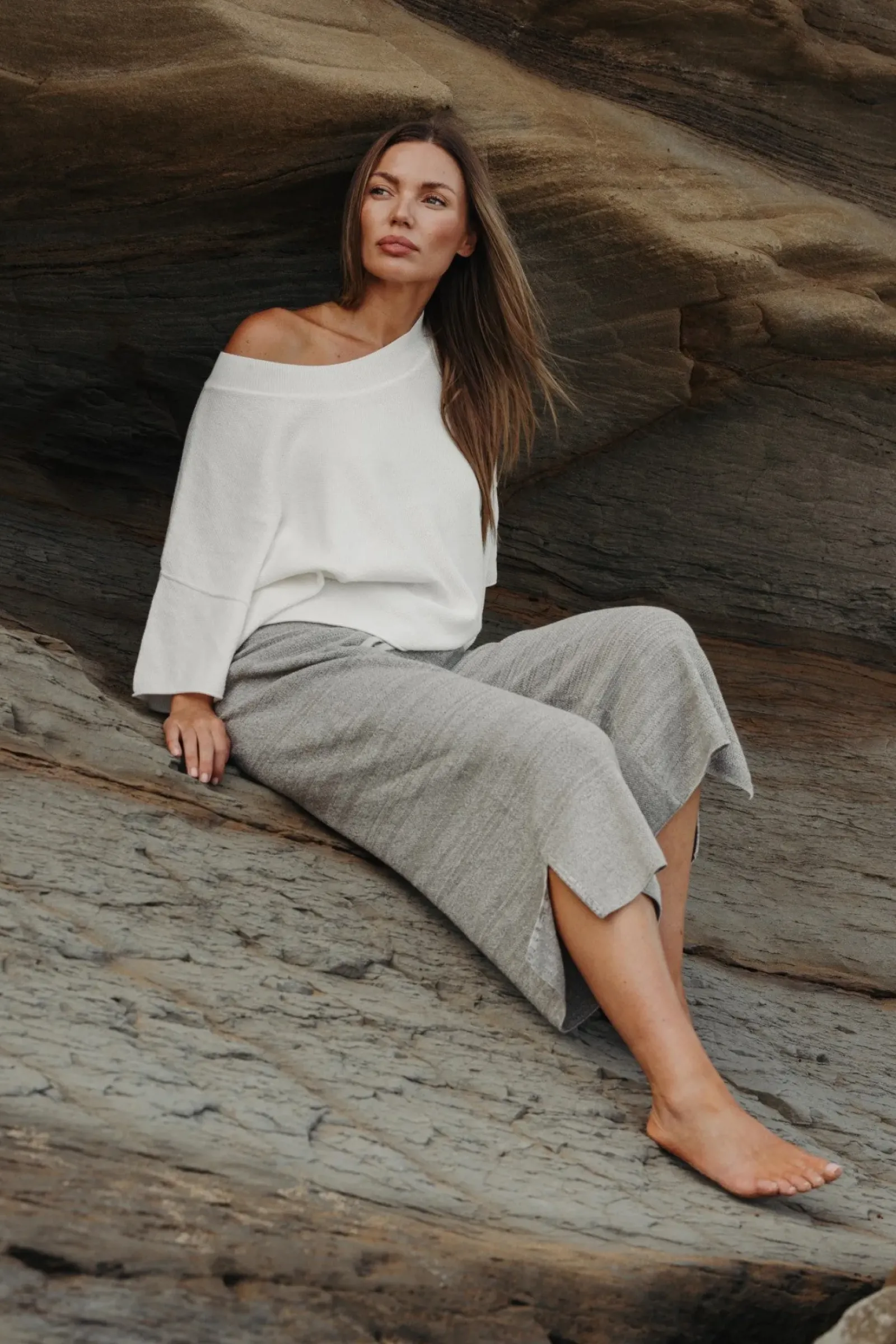 Talamaya Retreat Cotton Twist Pant - Dusty Olive & White Hot