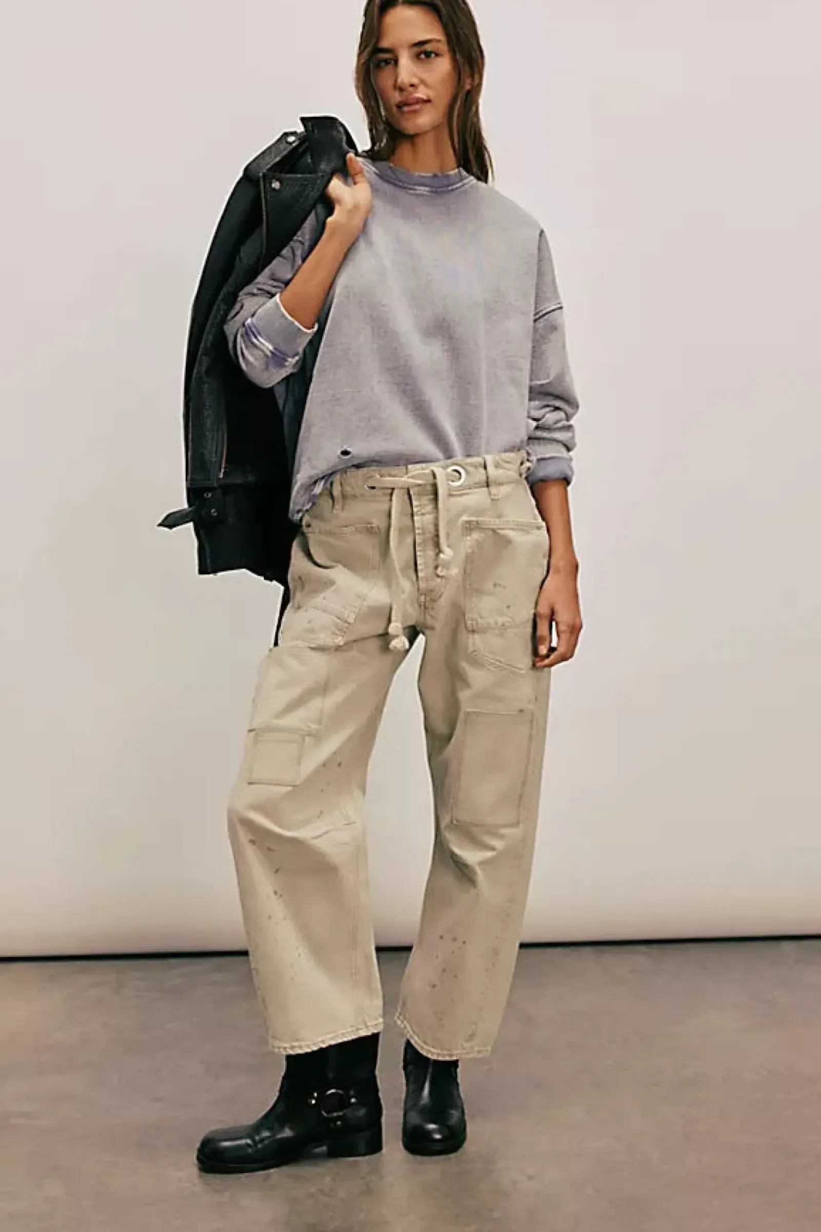 Free People Moxie Low Slung Pull On Barrel Jeans - Jetty Online