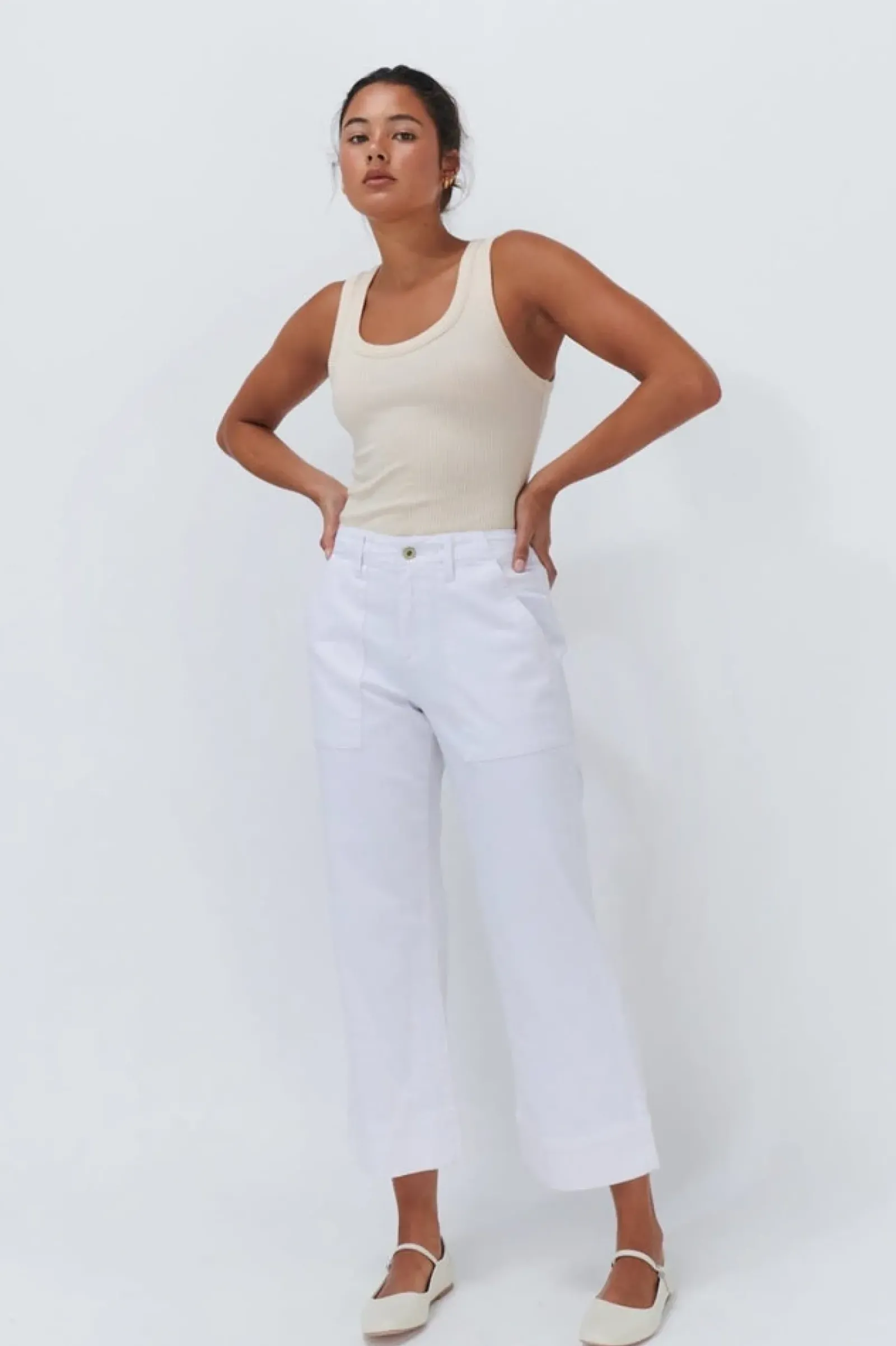 Kireina Celeste Pant- Cropped White Fashion