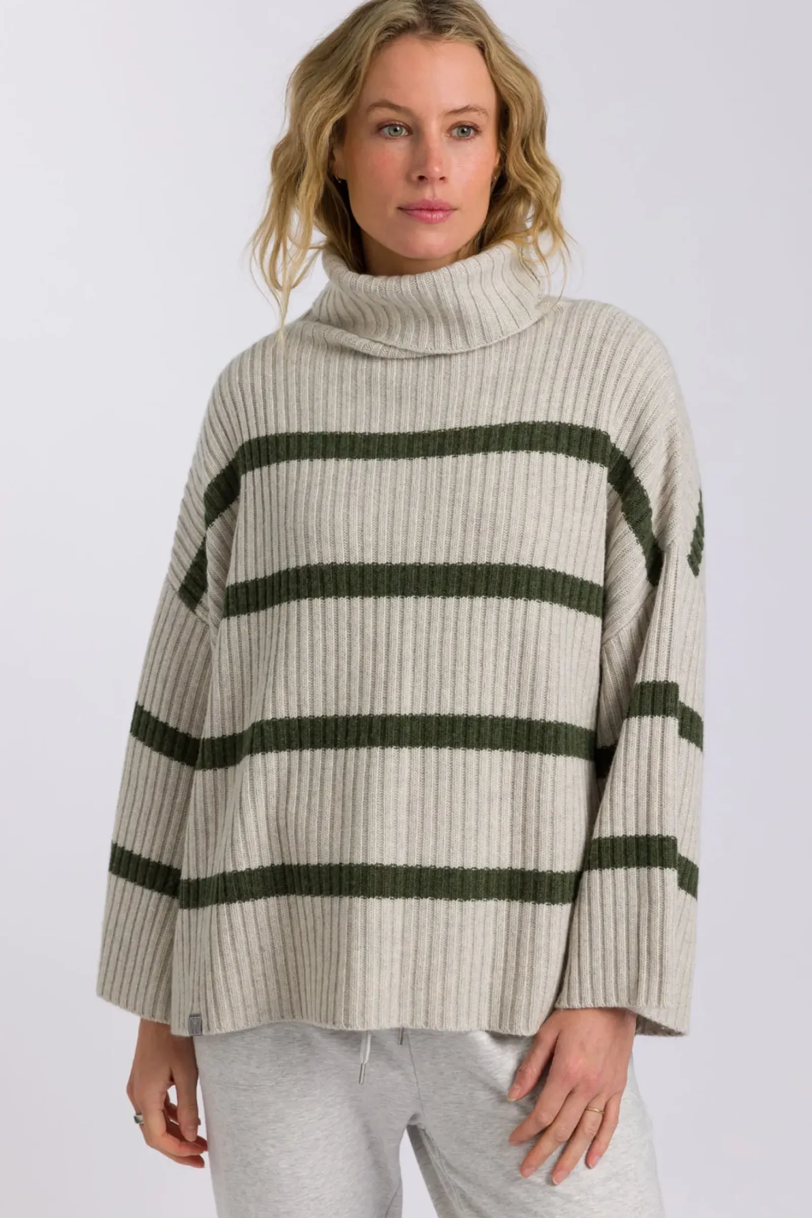 Talamaya Divine Rib Pullover - Loden Stripe Best