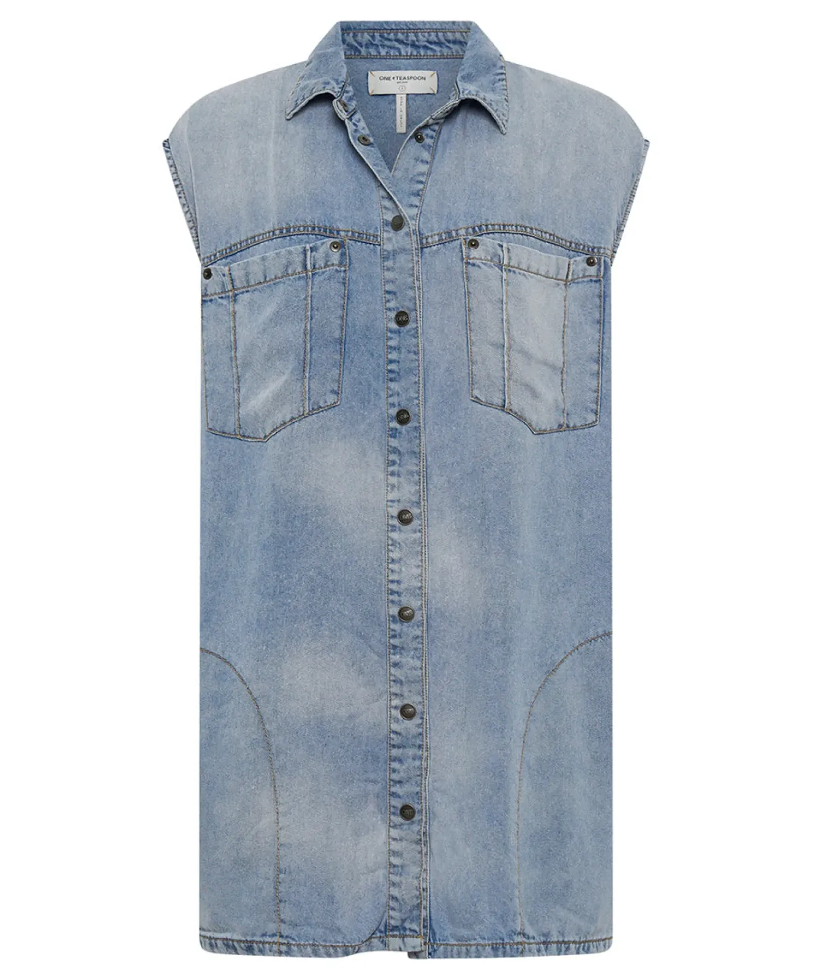 One Teaspoon Tencel Shirt Dress - Soft Blue Clearance