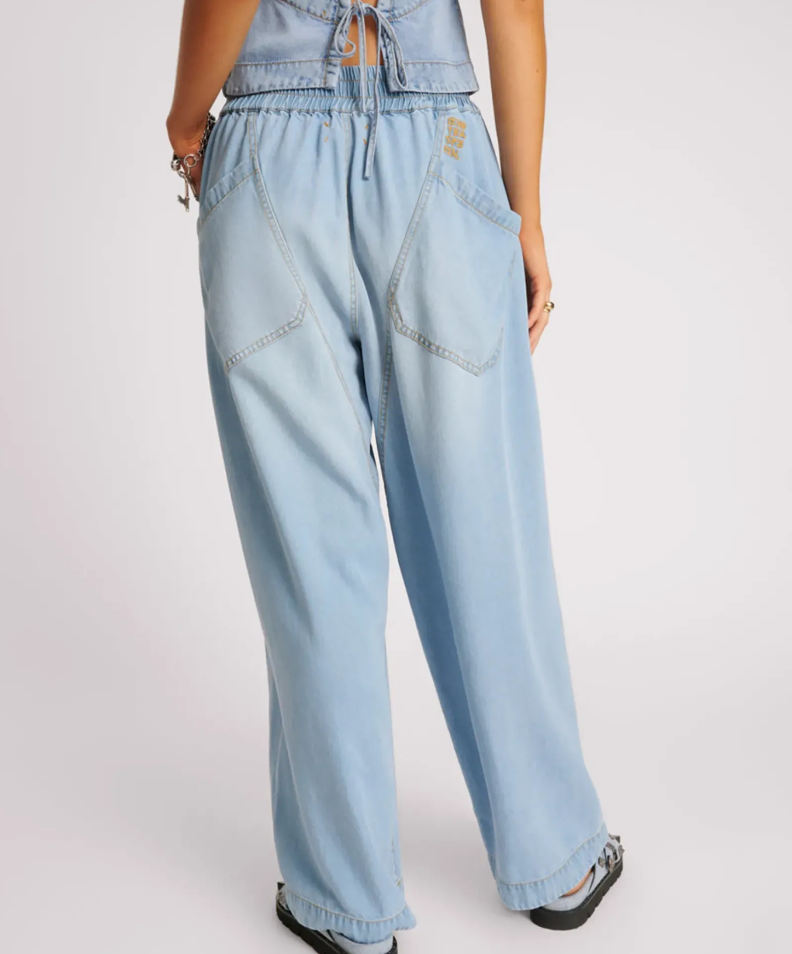 One Teaspoon Tencel Parachute Pants - Soft Blue Sale