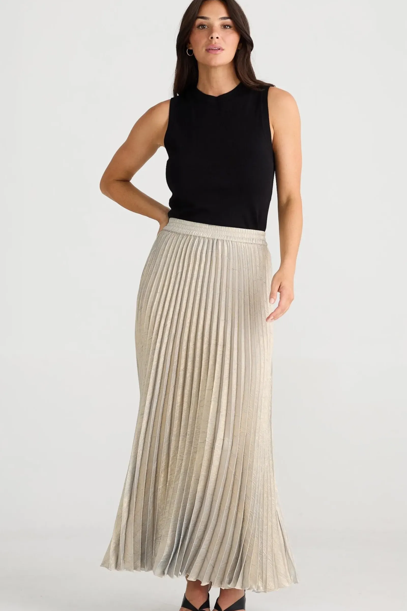 Brave & True Brave & True Alias Pleated Skirt - Champagne Online