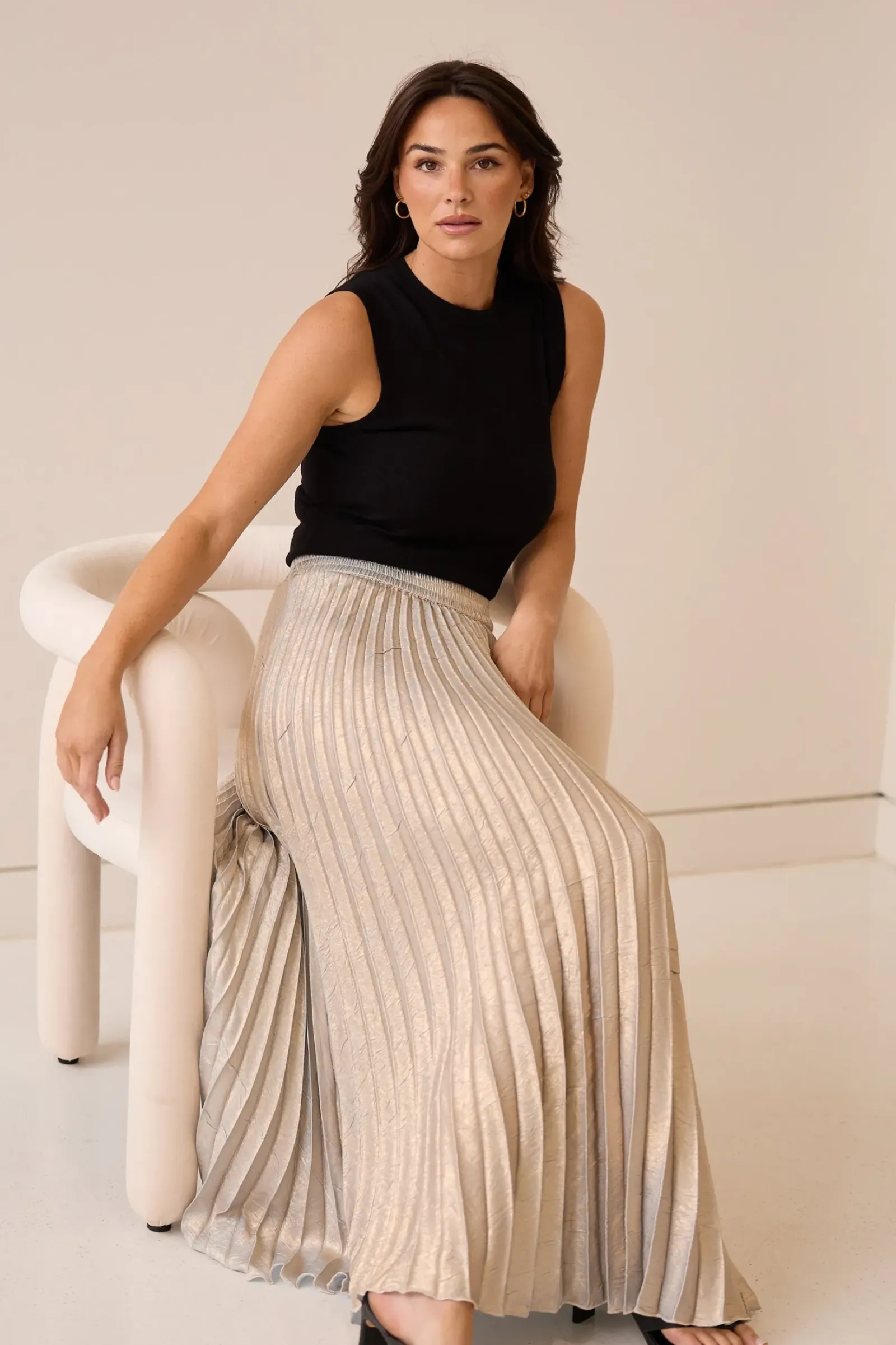 Brave & True Brave & True Alias Pleated Skirt - Champagne Online