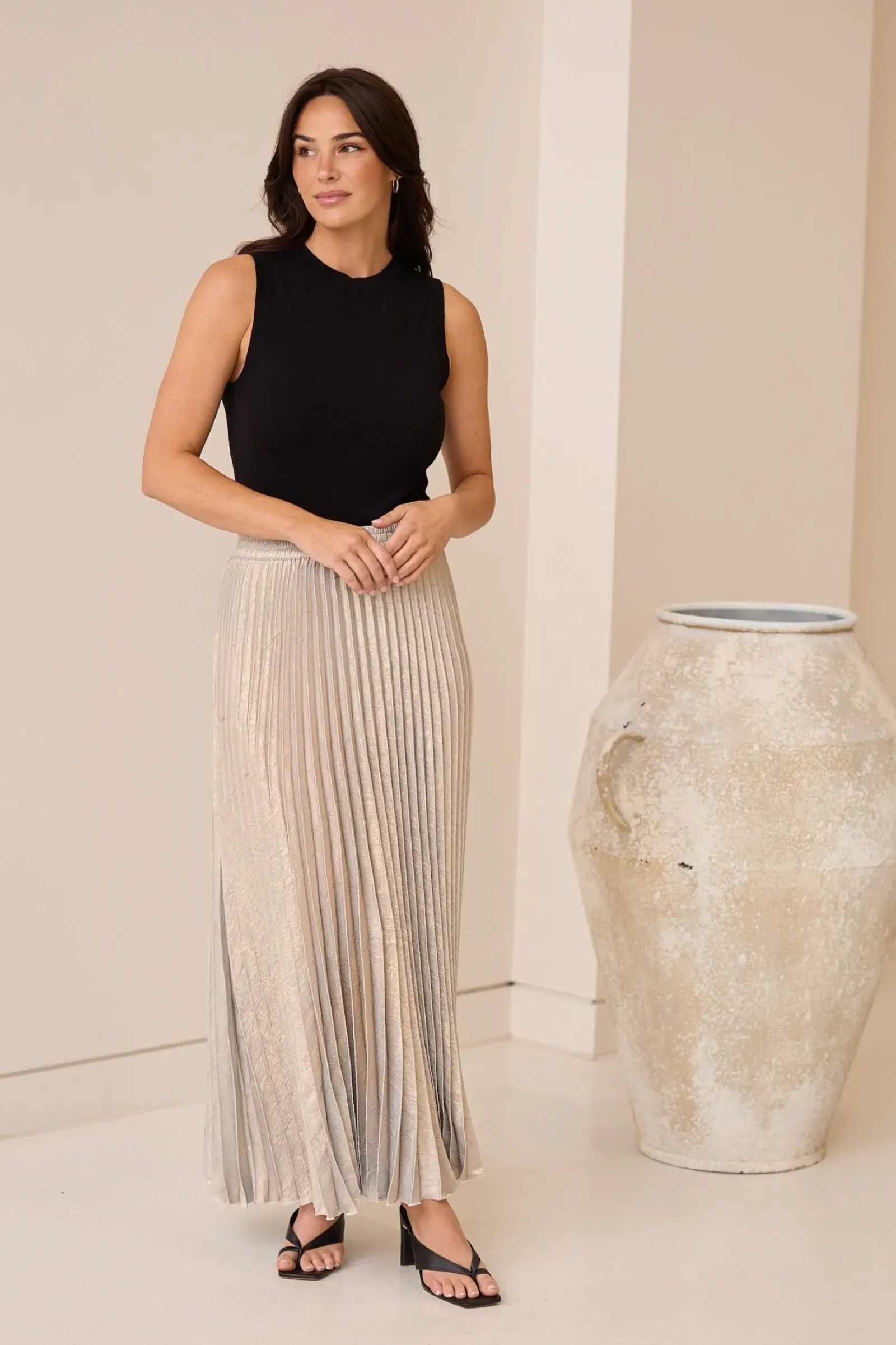 Brave & True Brave & True Alias Pleated Skirt - Champagne Online