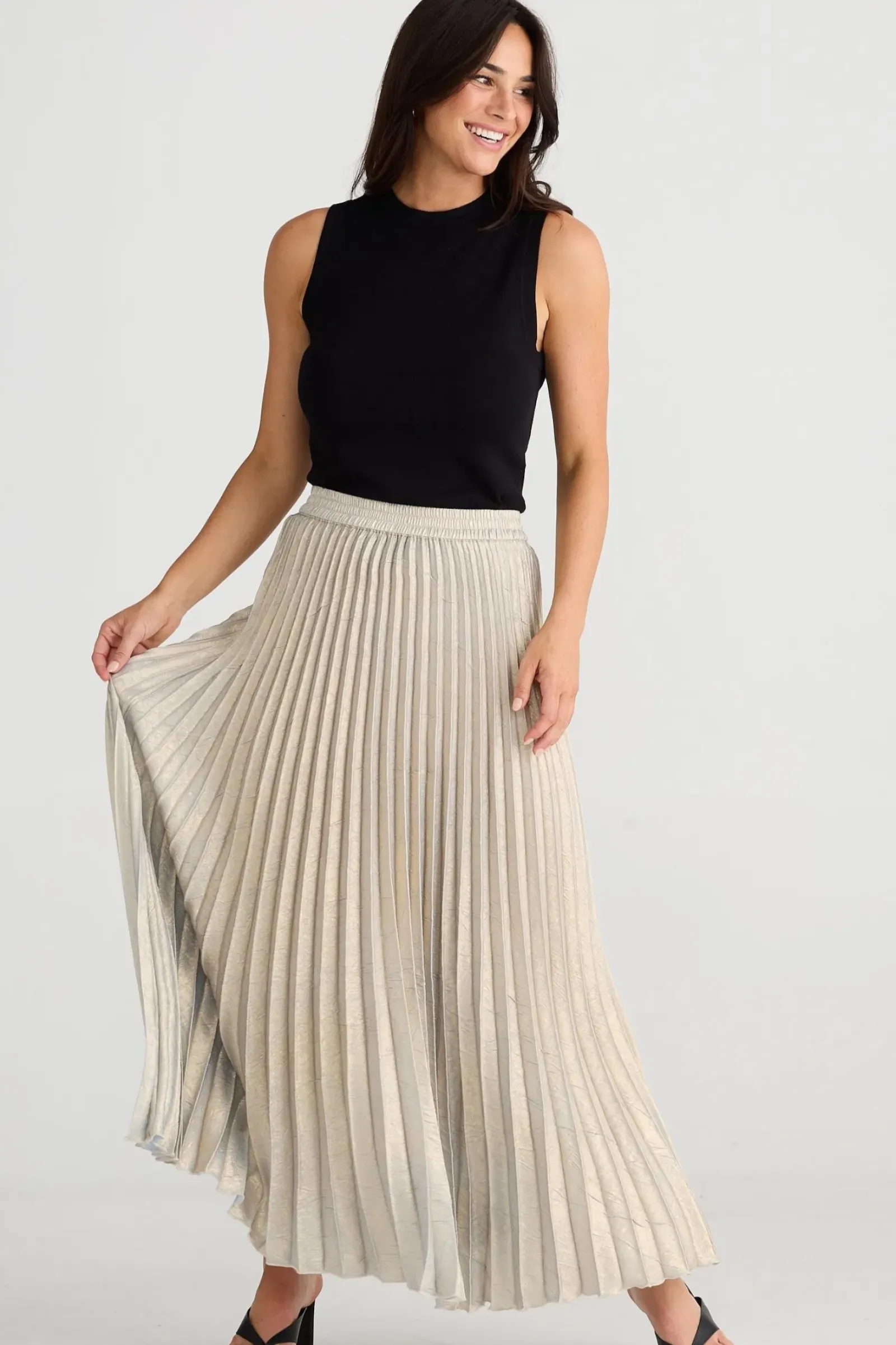 Brave & True Brave & True Alias Pleated Skirt - Champagne Online