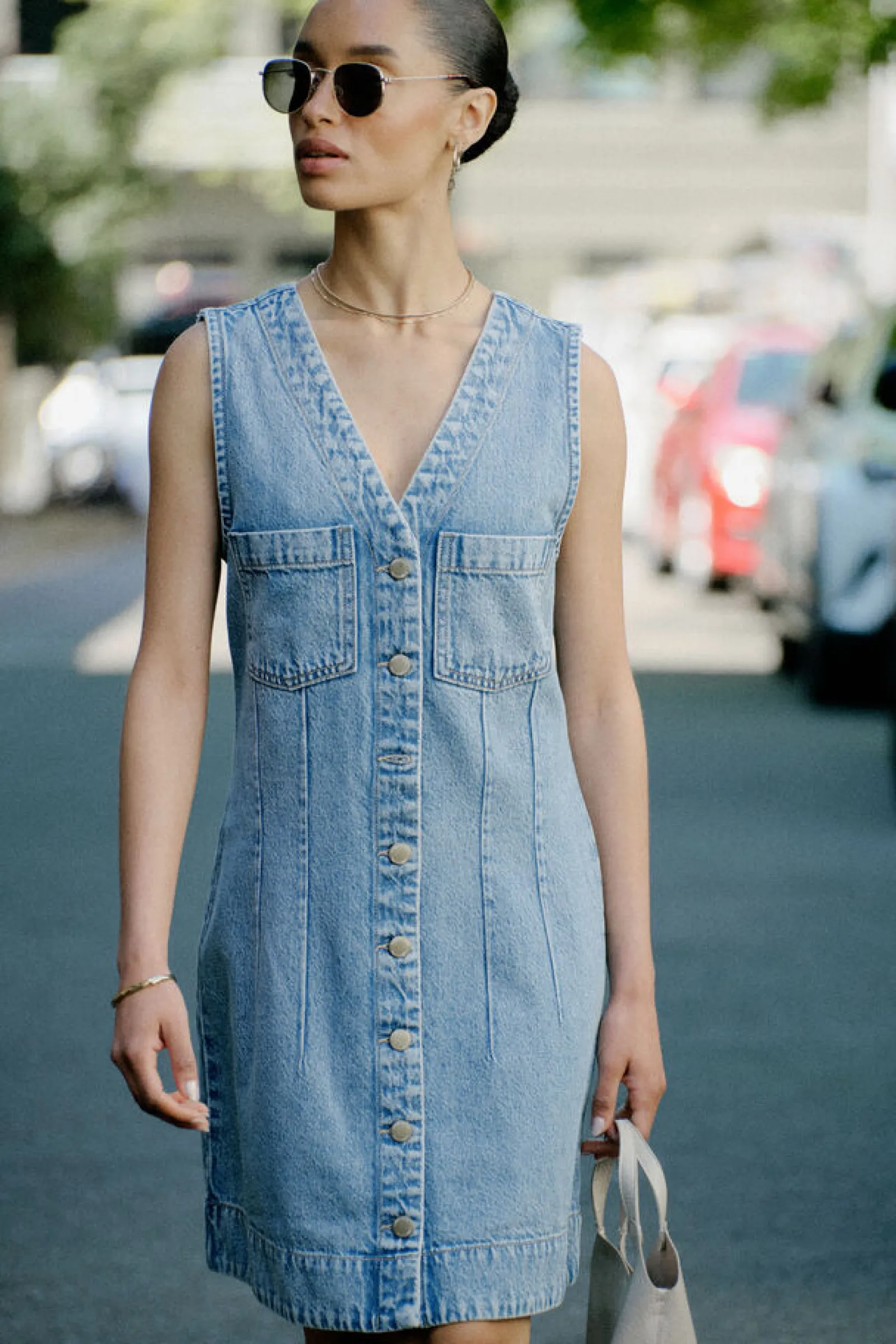 Ceres Life Seamed Mini Shift Dress - Mid Vintage Blue Online