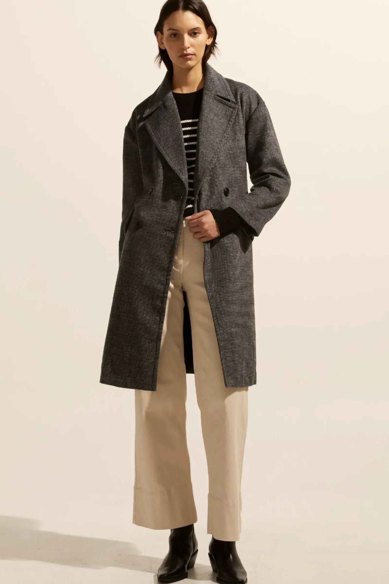 Zoe Kratzmann Pillar Coat - Black Mini Check Fashion