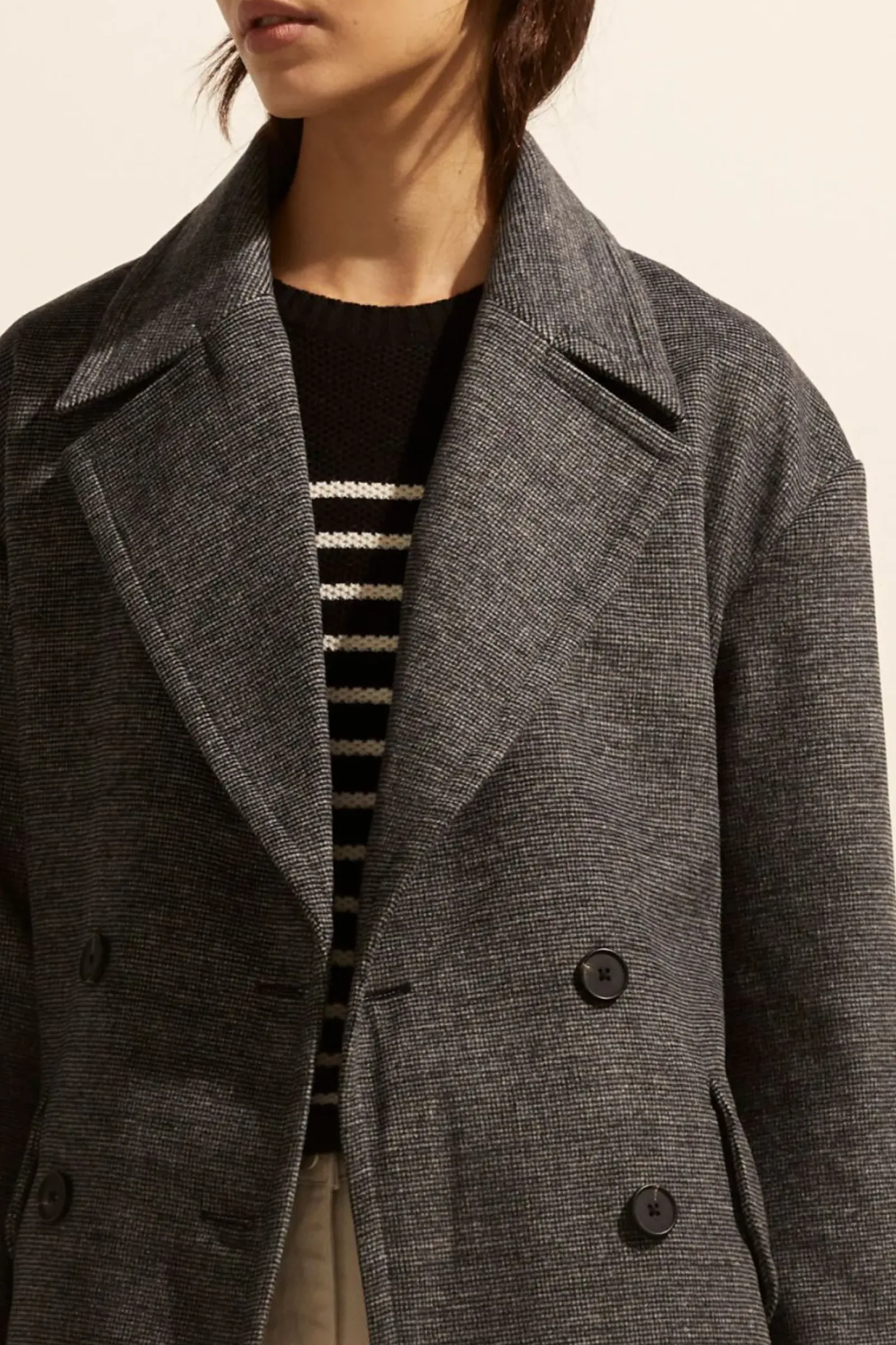 Zoe Kratzmann Pillar Coat - Black Mini Check Fashion