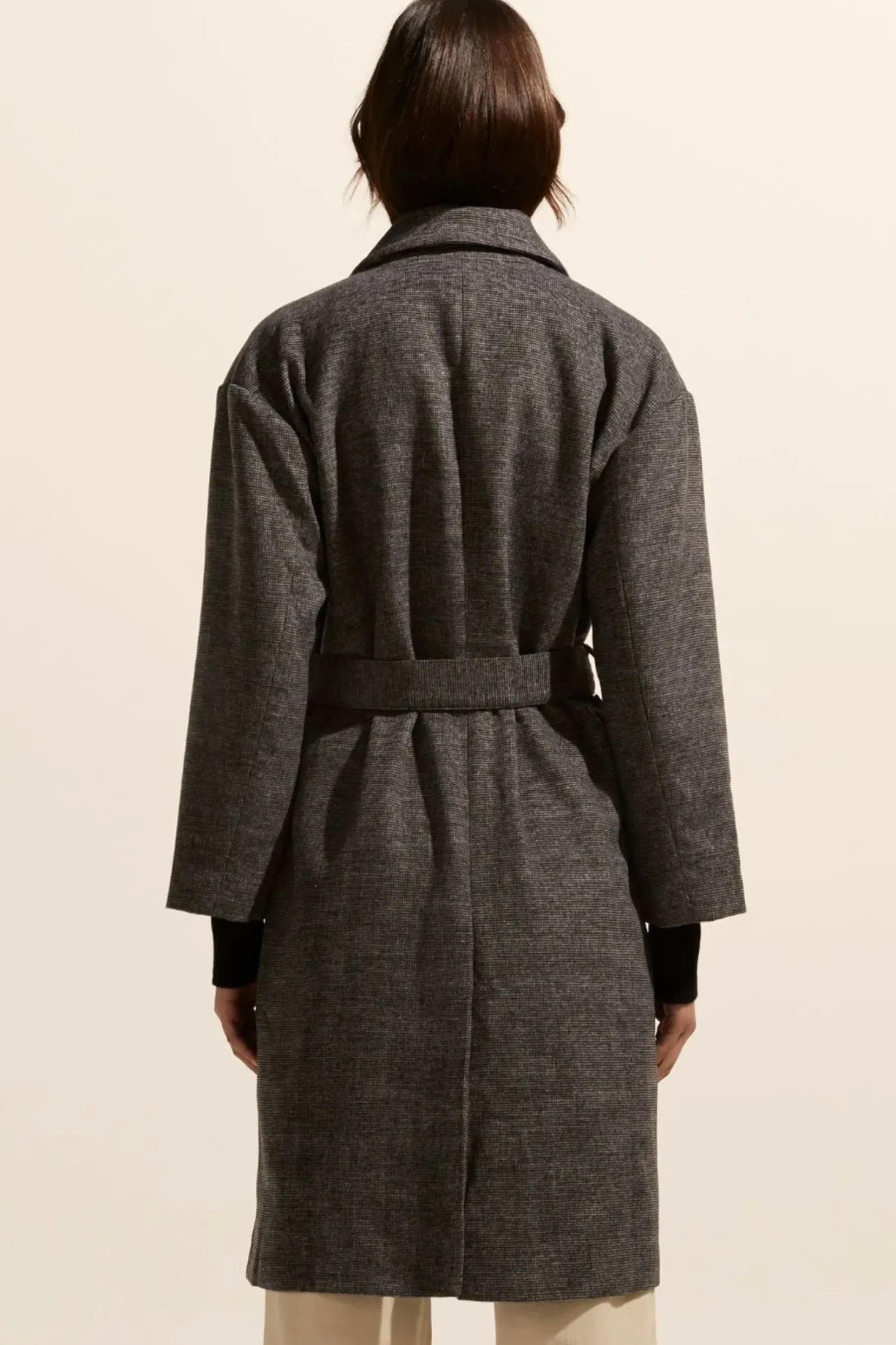 Zoe Kratzmann Pillar Coat - Black Mini Check Fashion