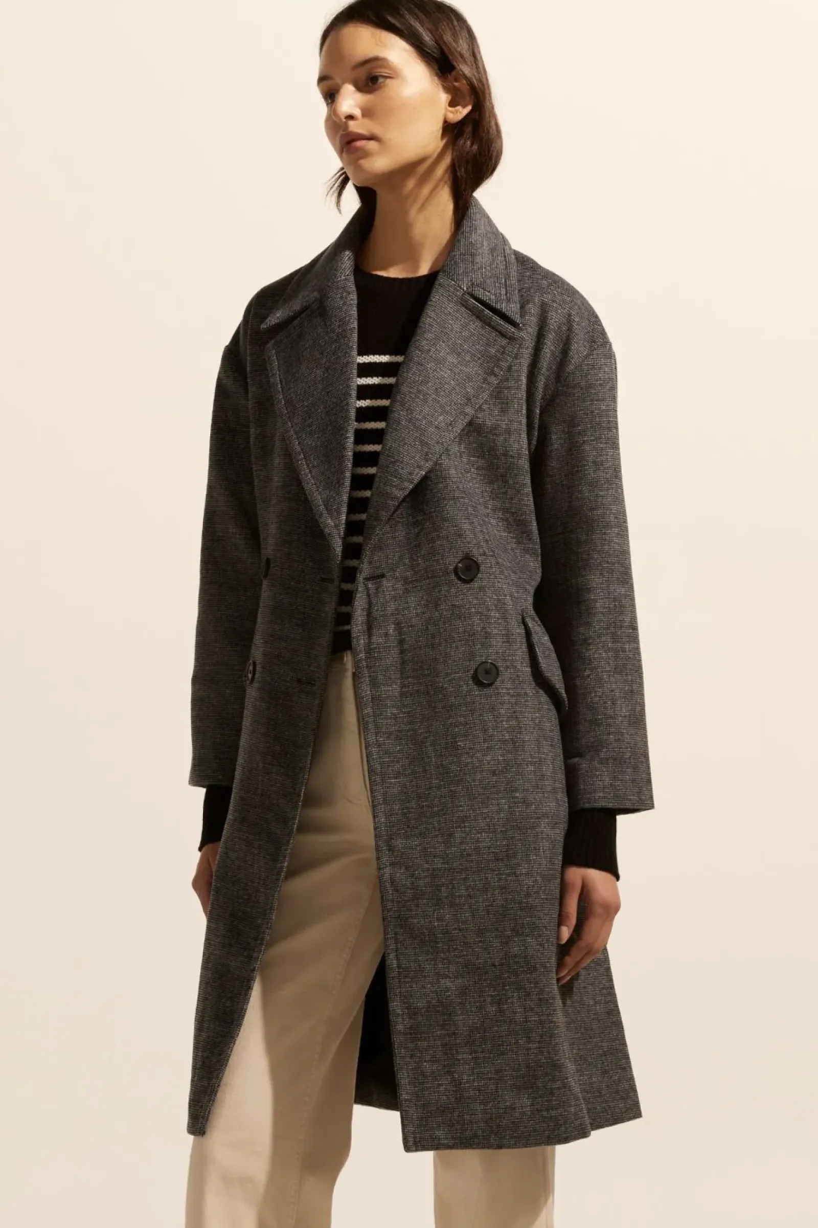 Zoe Kratzmann Pillar Coat - Black Mini Check Fashion