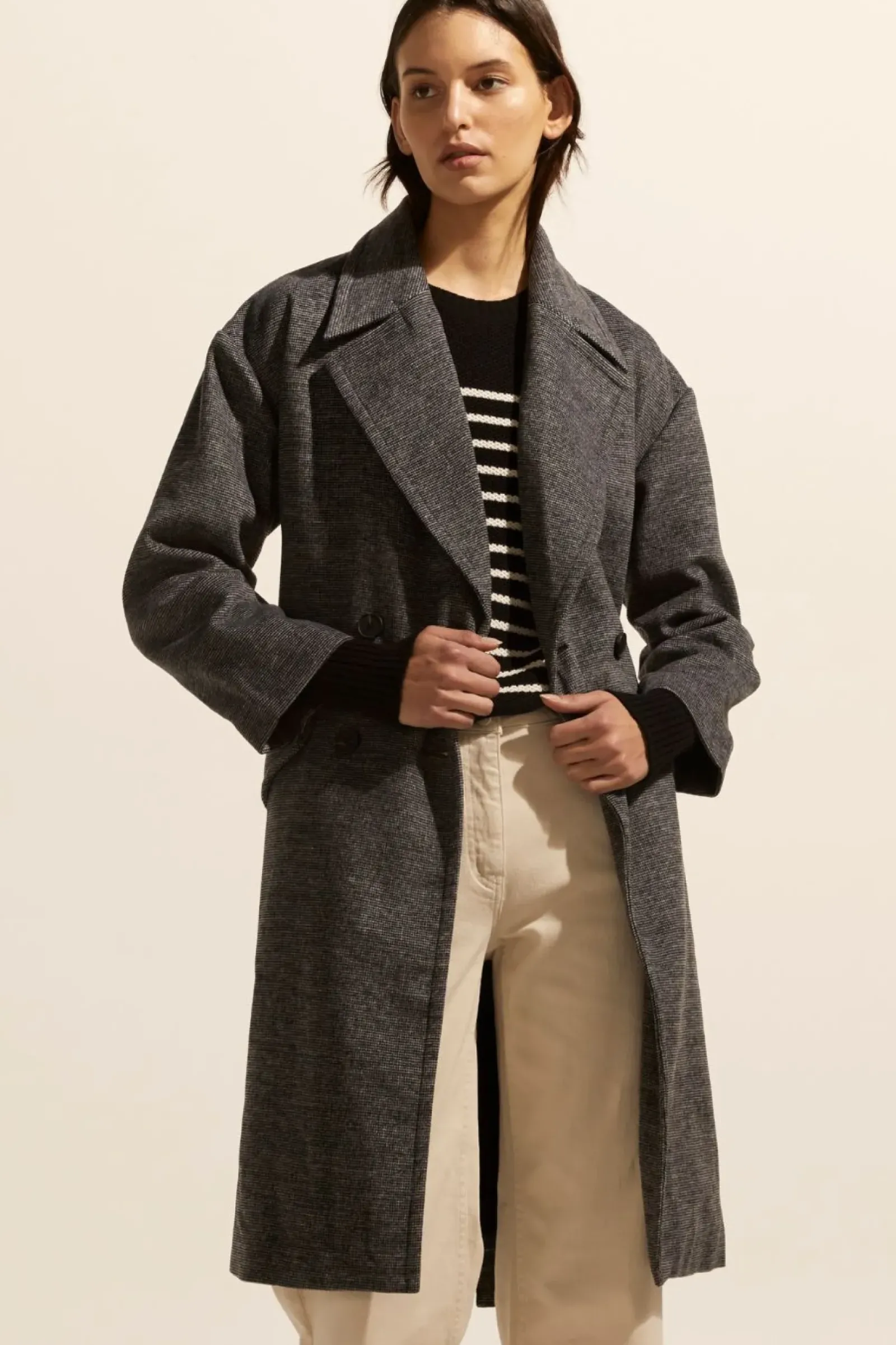 Zoe Kratzmann Pillar Coat - Black Mini Check Fashion