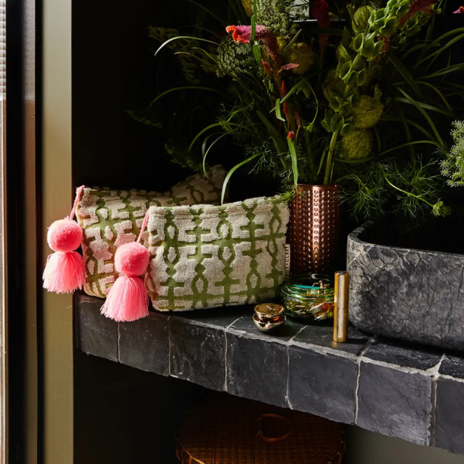 Sage & Clare Sage & Clare Amata Terry Pouch - Palm Large Discount