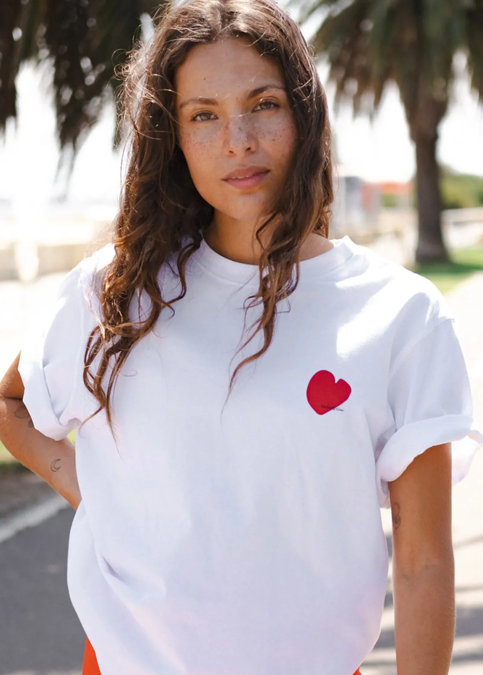 Cartel & Willow Cartel & Willow Mini Heart Tee - White/Deep Red Sale