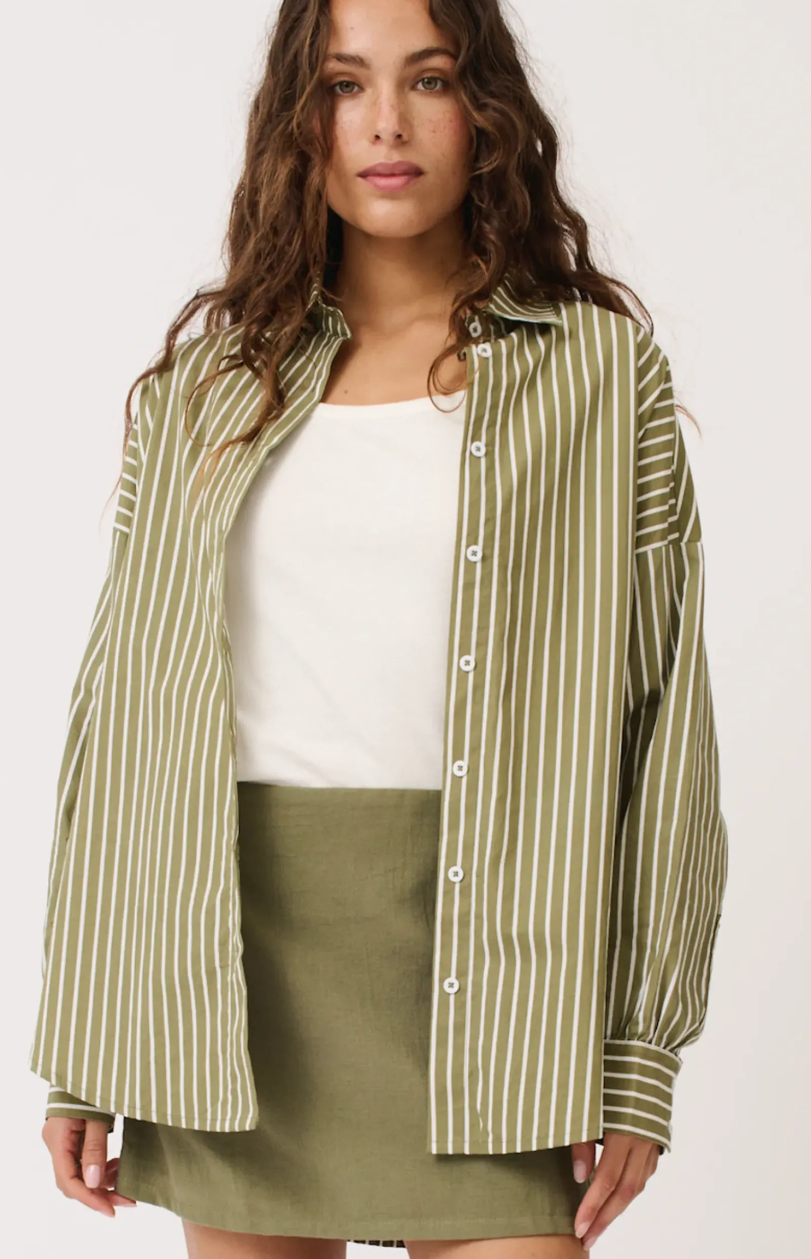 Cartel & Willow Cartel & Willow Tammy Shirt - Palm Stripe Best