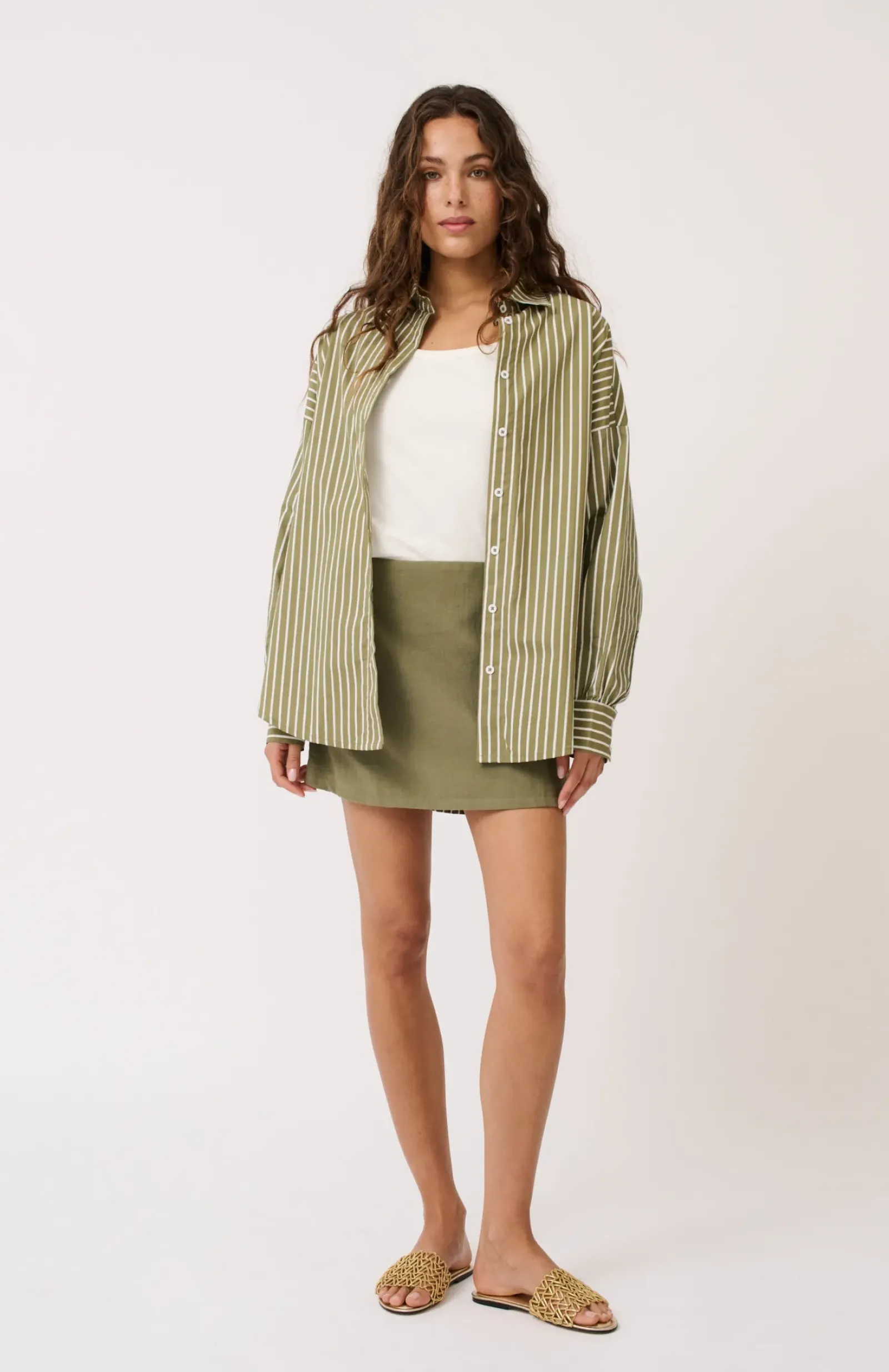 Cartel & Willow Cartel & Willow Tammy Shirt - Palm Stripe Best