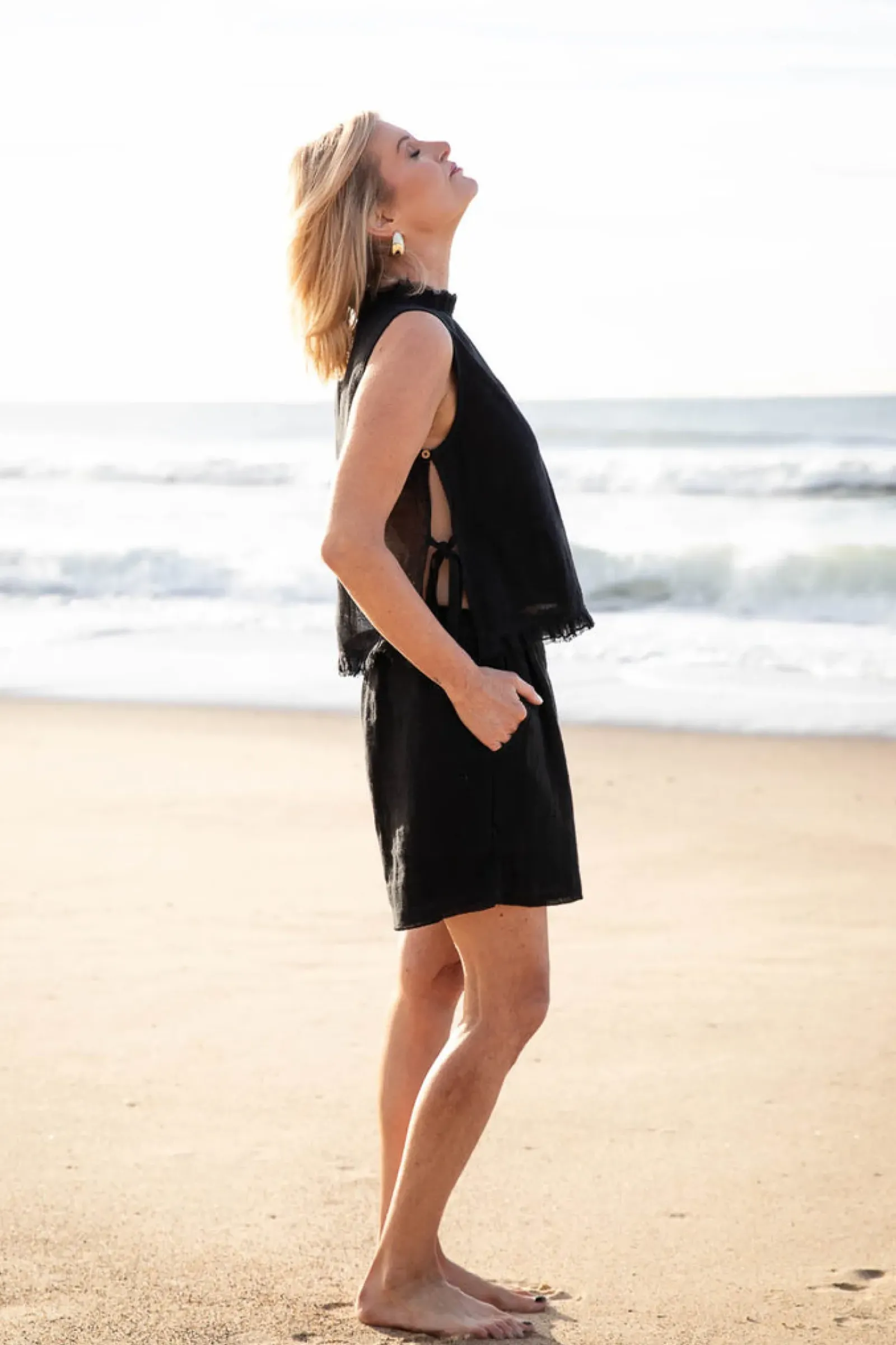 Eadie Lifestyle Eadie Nadia Linen Top - Black Fashion