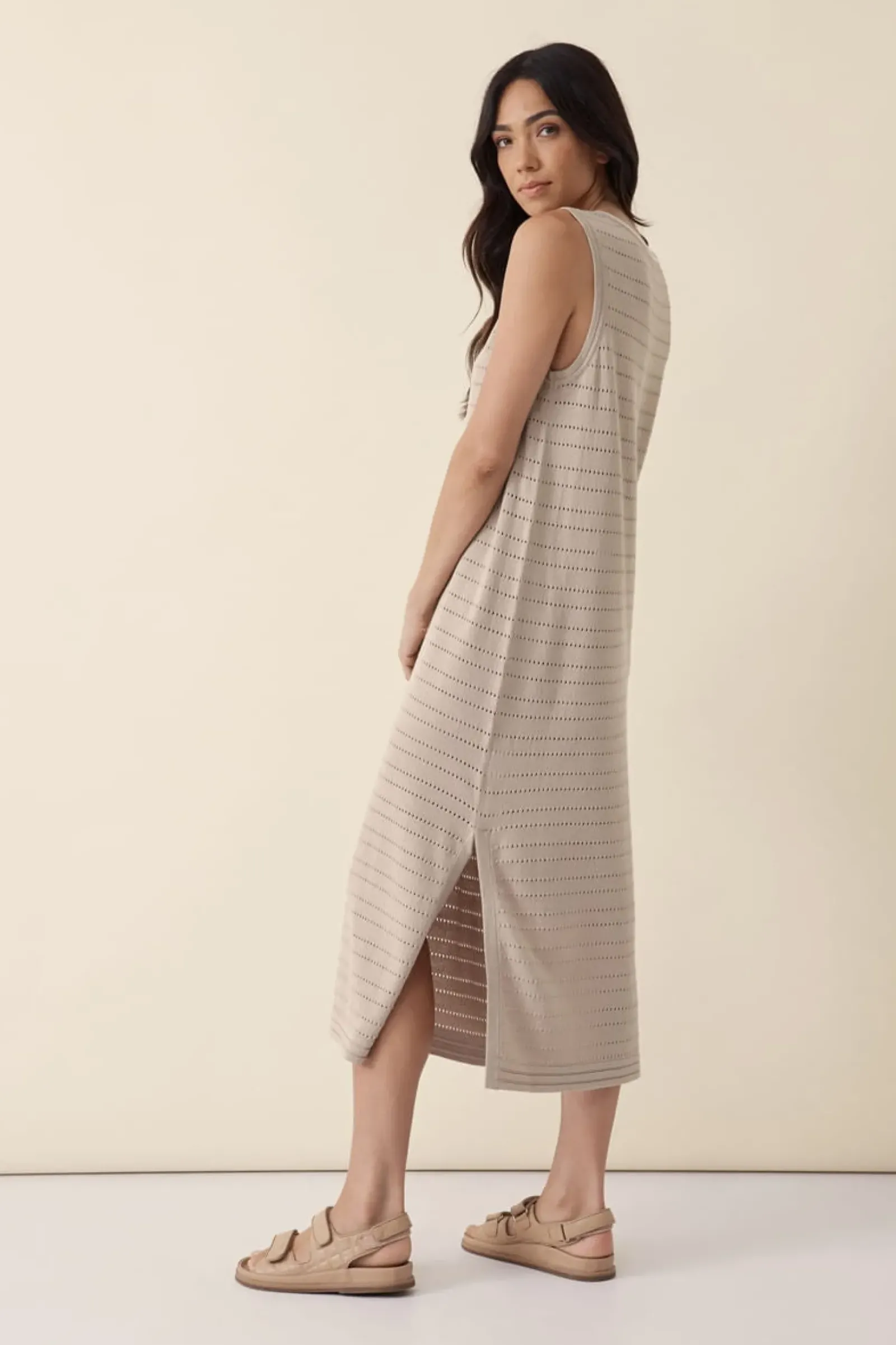 Ceres Life Pointelle Sleeveless Knit Dress - String Sale