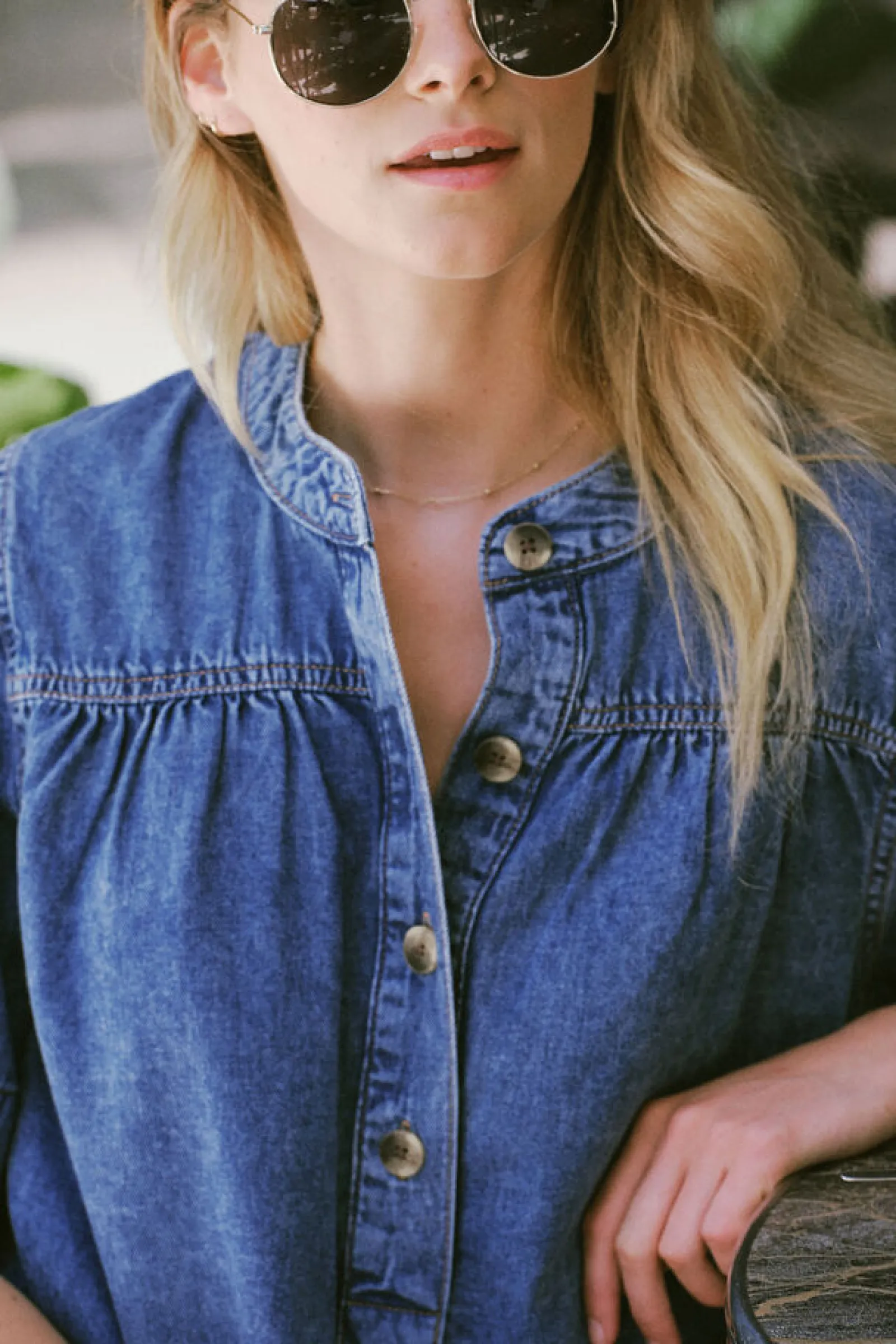 Ceres Life Half Placket Tunic Dress - Fresh Indigo Hot