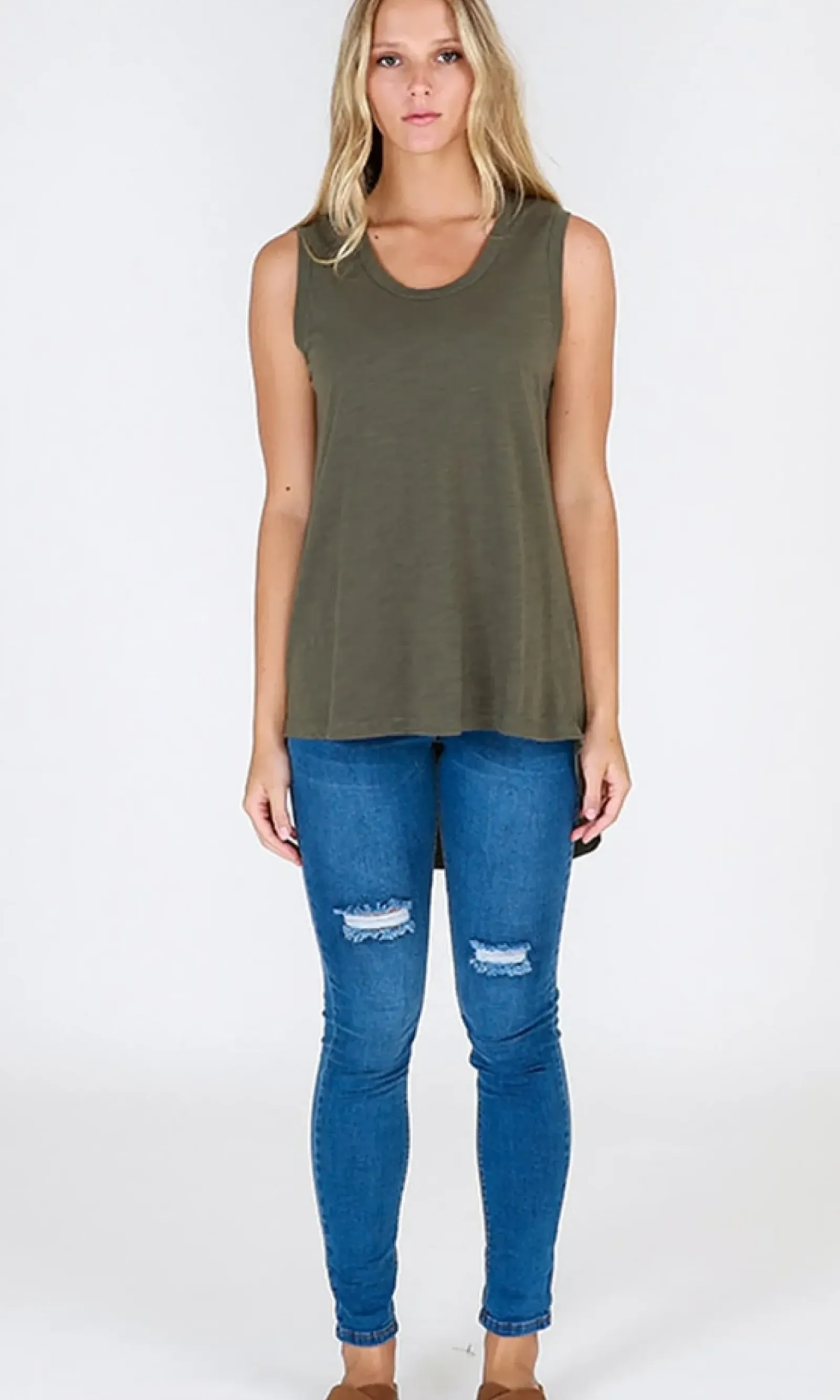 3rd Story Madison Tank Khaki Clearance