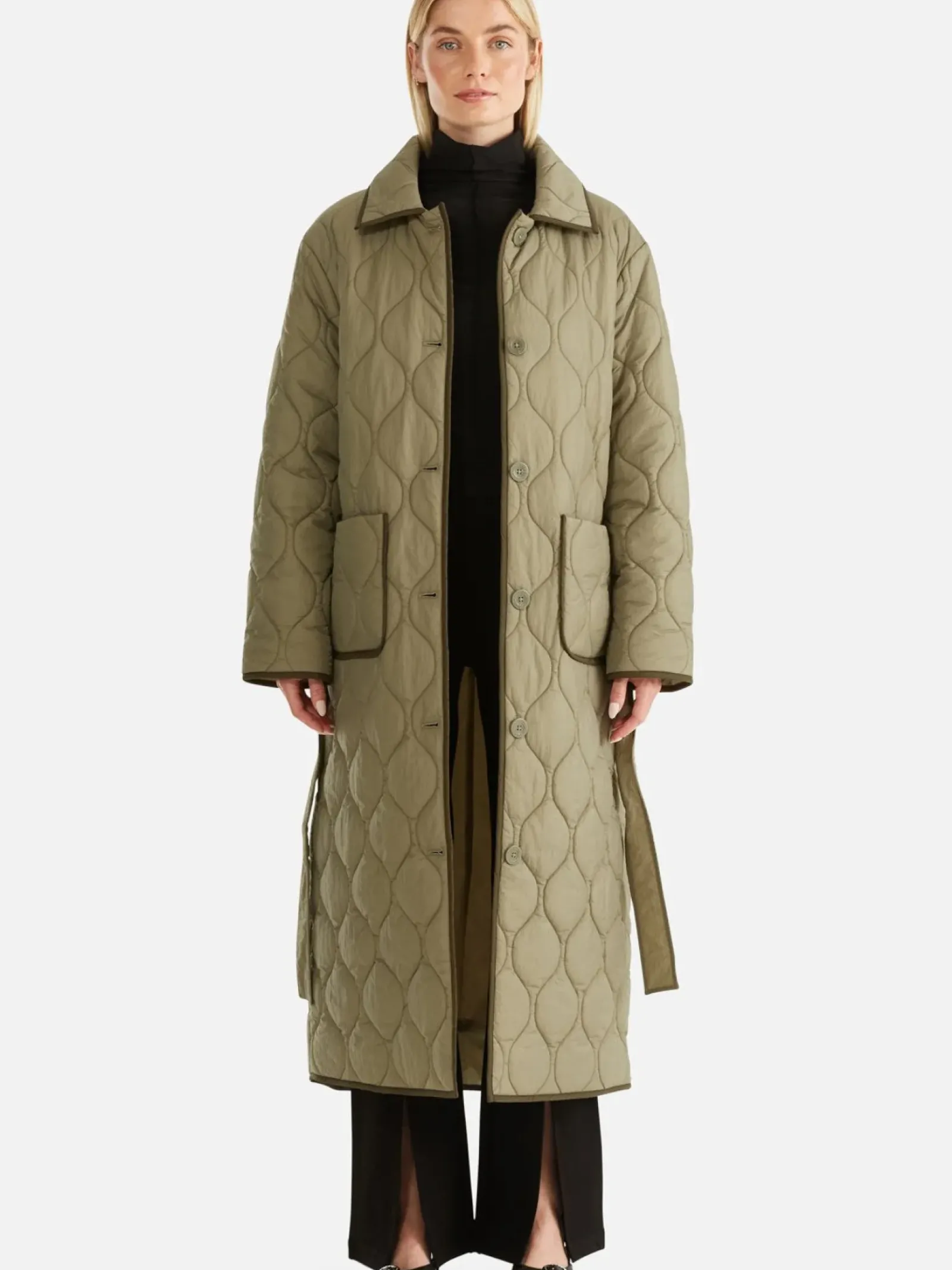 Ena Pelly Louise Quilted Puffer Jacket - Hunter Green Outlet