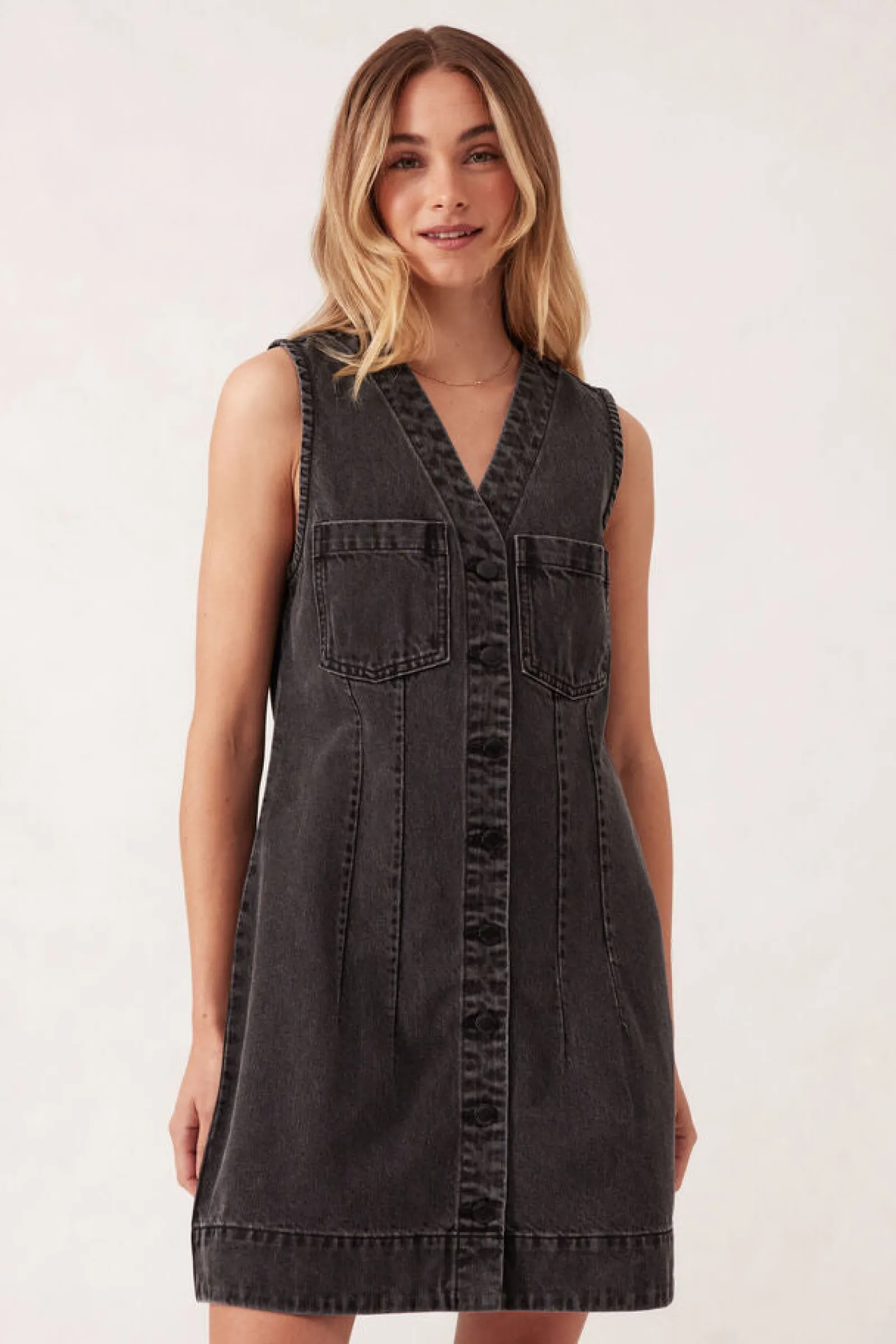 Ceres Life Seamed Mini Shift Dress - Vintage Black New