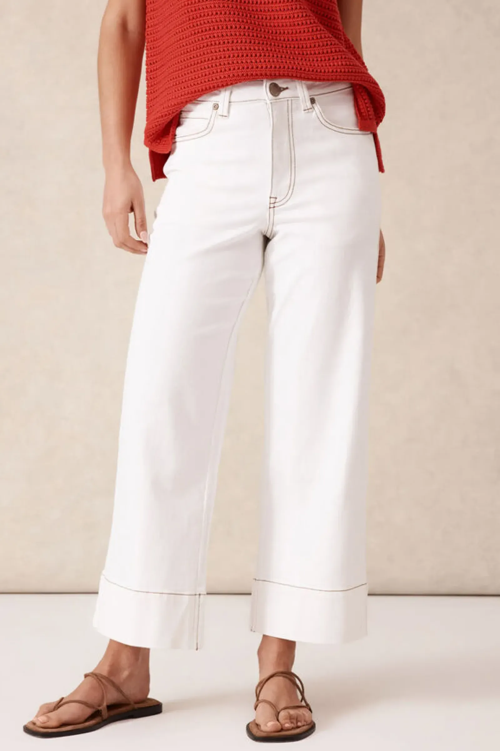 Ceres Life Wide Leg Crop Jean - Fresh Ecru Fashion