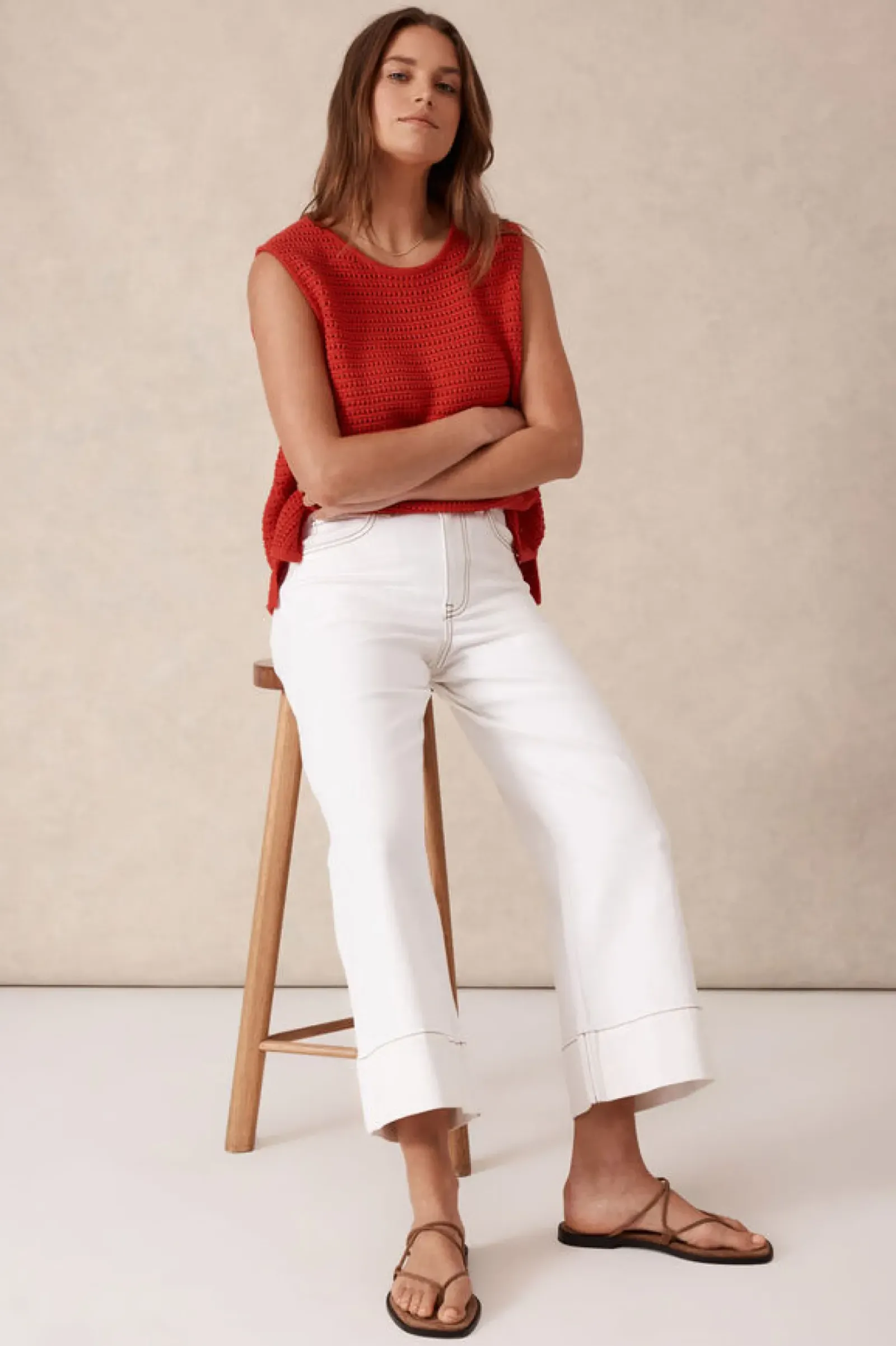 Ceres Life Wide Leg Crop Jean - Fresh Ecru Fashion