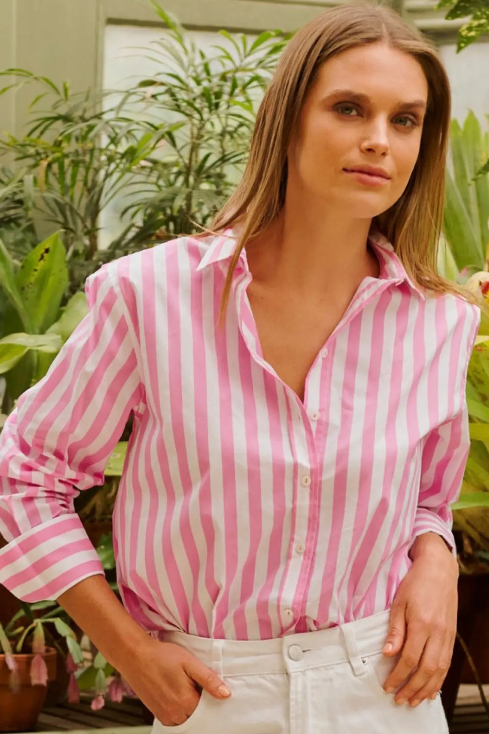 Shirty Clothing Shirty Elodie Girlfriend Shirt - Pink Wide Stripe Fashion