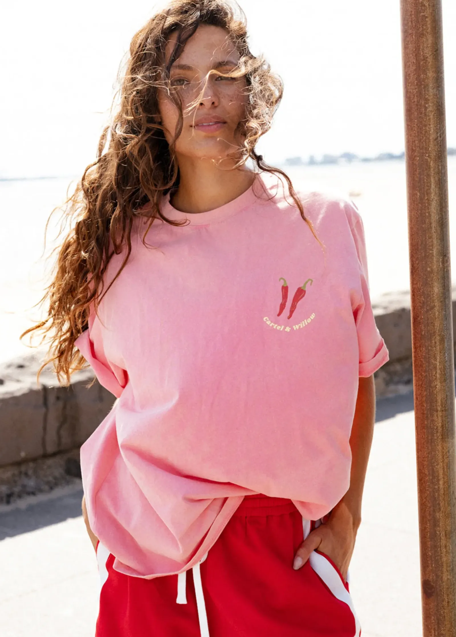 Cartel & Willow Cartel & Willow Hot Summer Tee - Pink/Hot Summer Print Sale