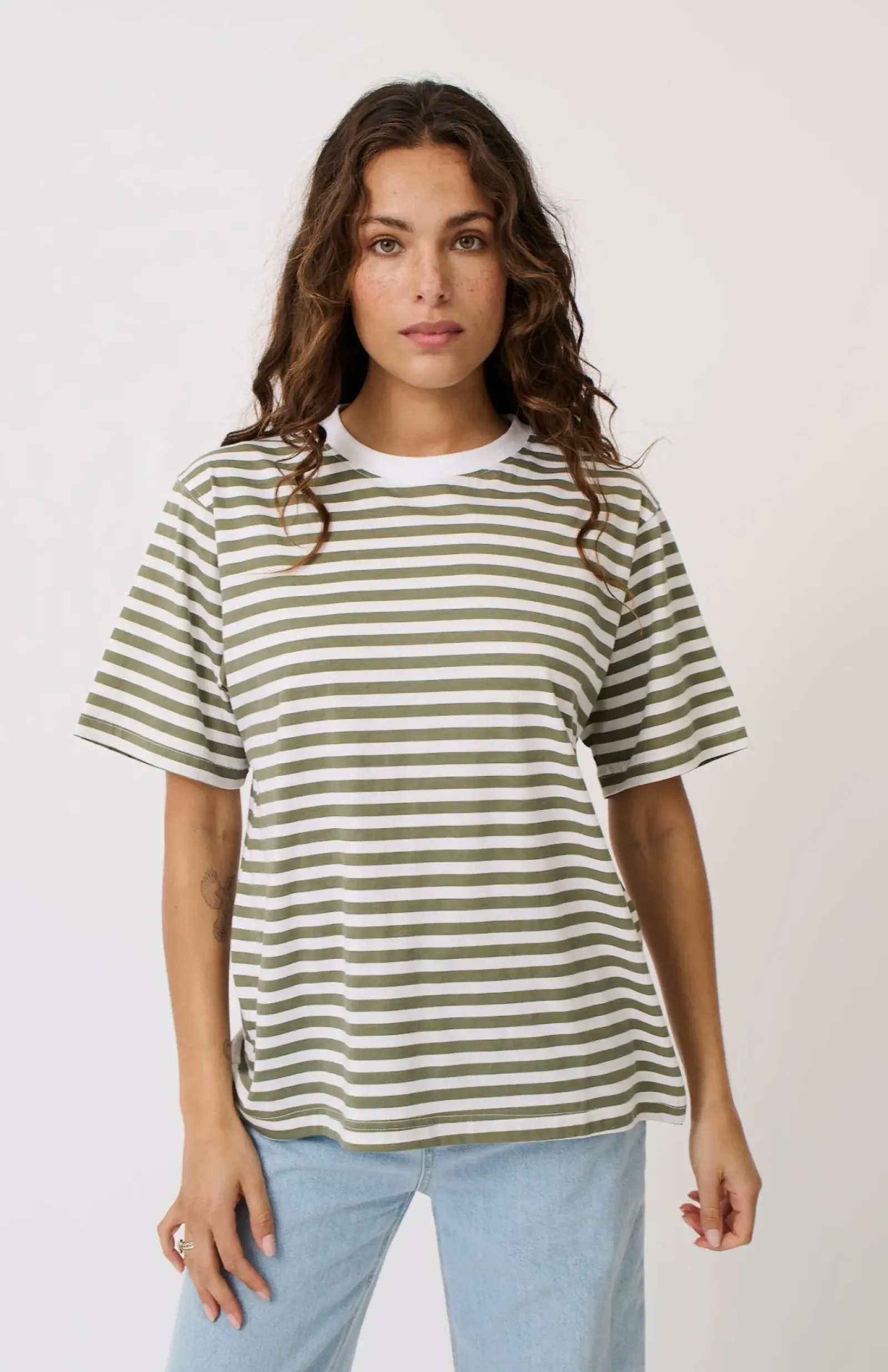 Cartel & Willow Cartel & Willow Sophie Tee - Palm Stripe Sale