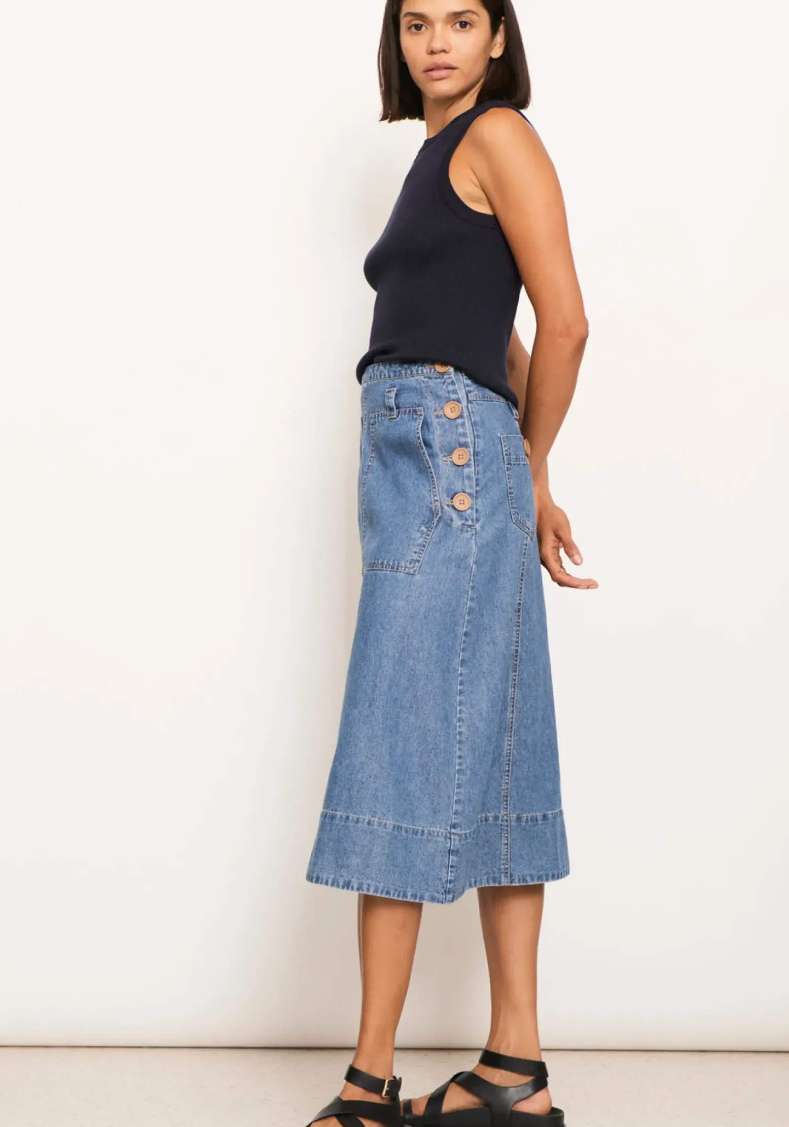 Pol Raydel Denim Skirt- Light Wash Sale