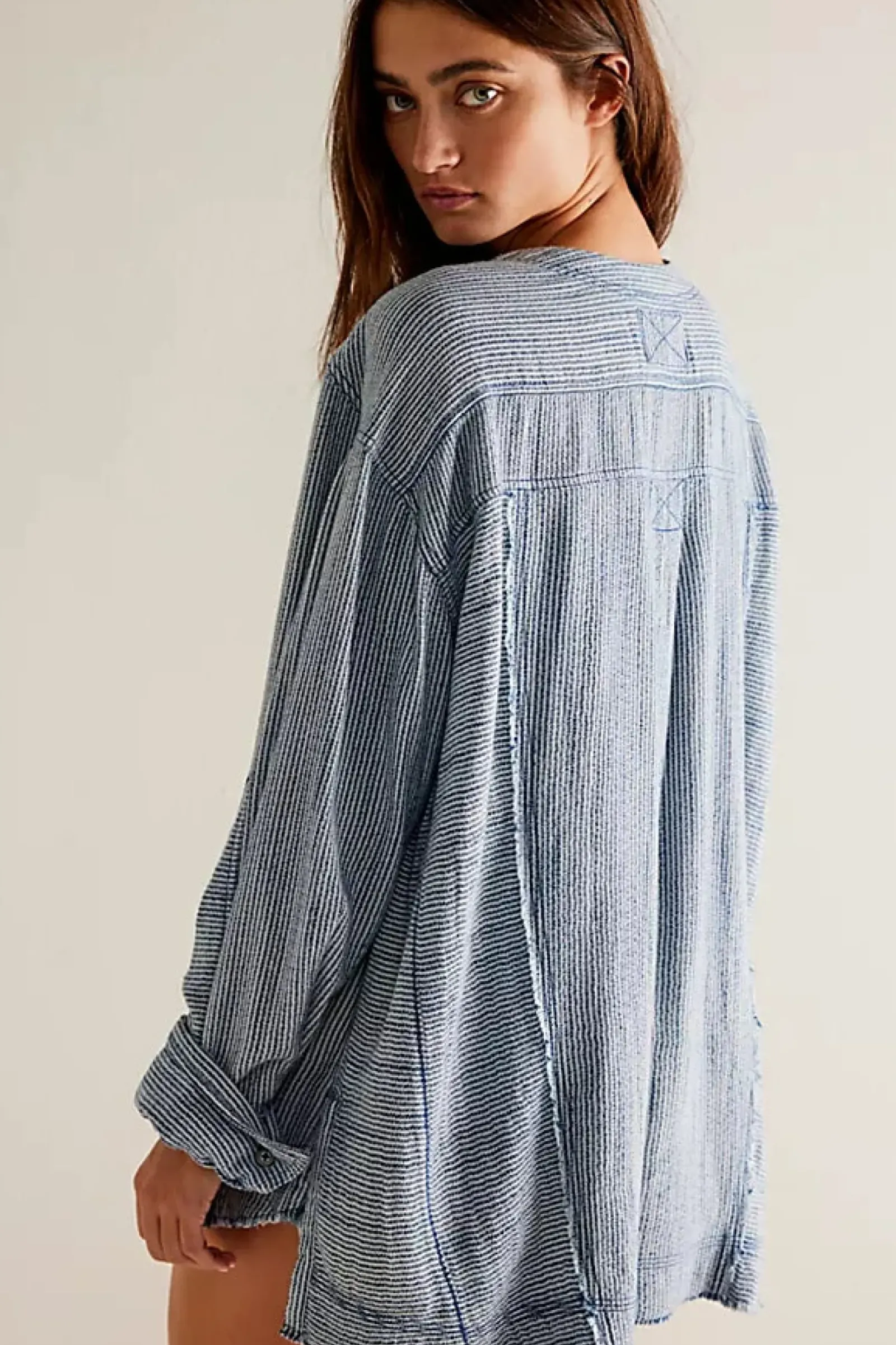 Free People By The Shore Shirt - Indigo Stripe Online