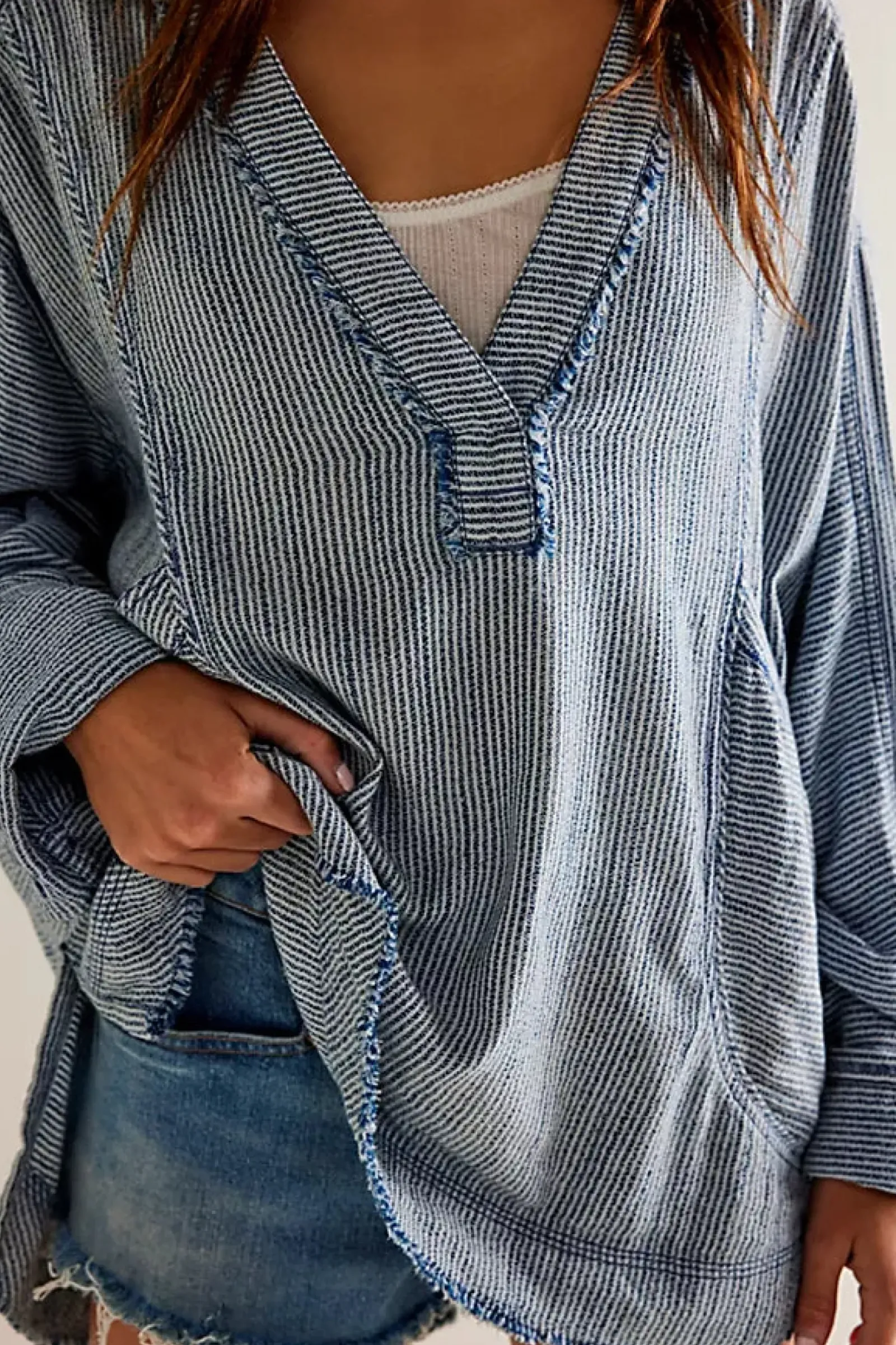 Free People By The Shore Shirt - Indigo Stripe Online
