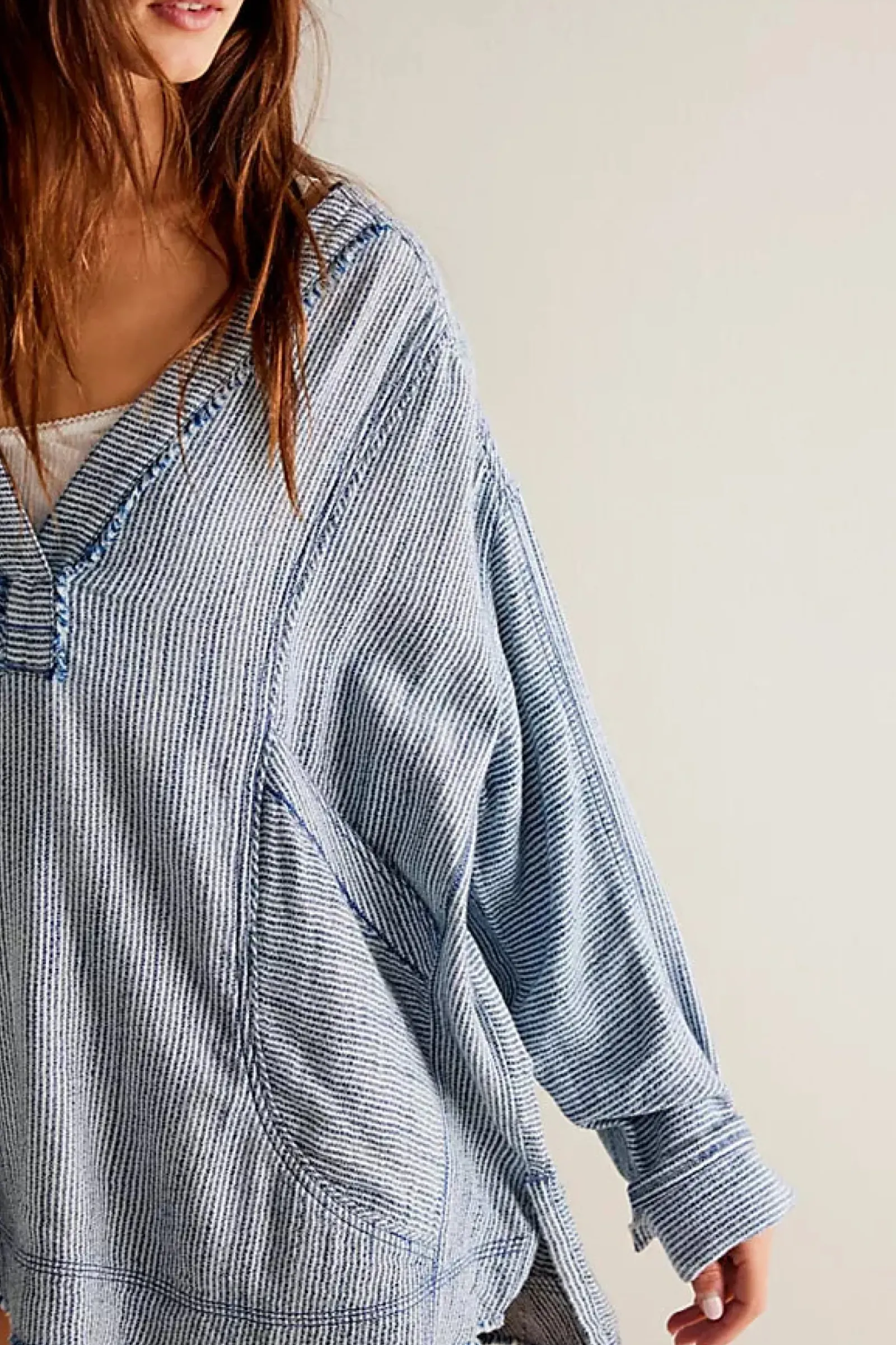 Free People By The Shore Shirt - Indigo Stripe Online