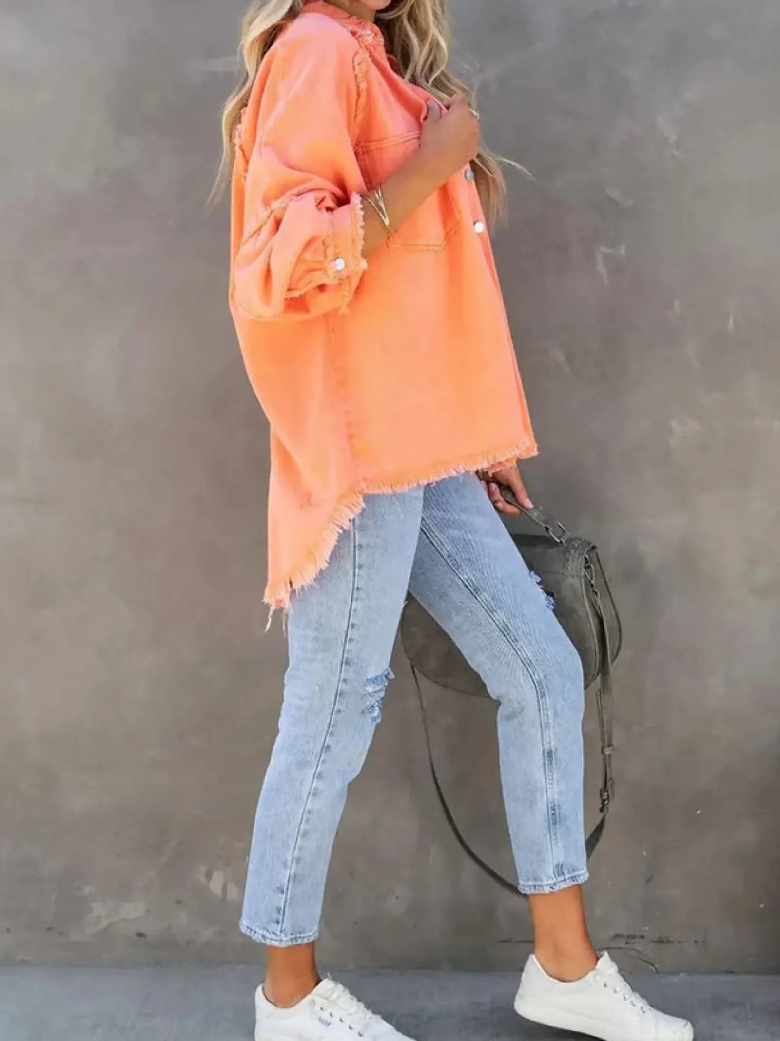 Eyes on Floyd Trixie Shirt Denim Jacket - Orange Best