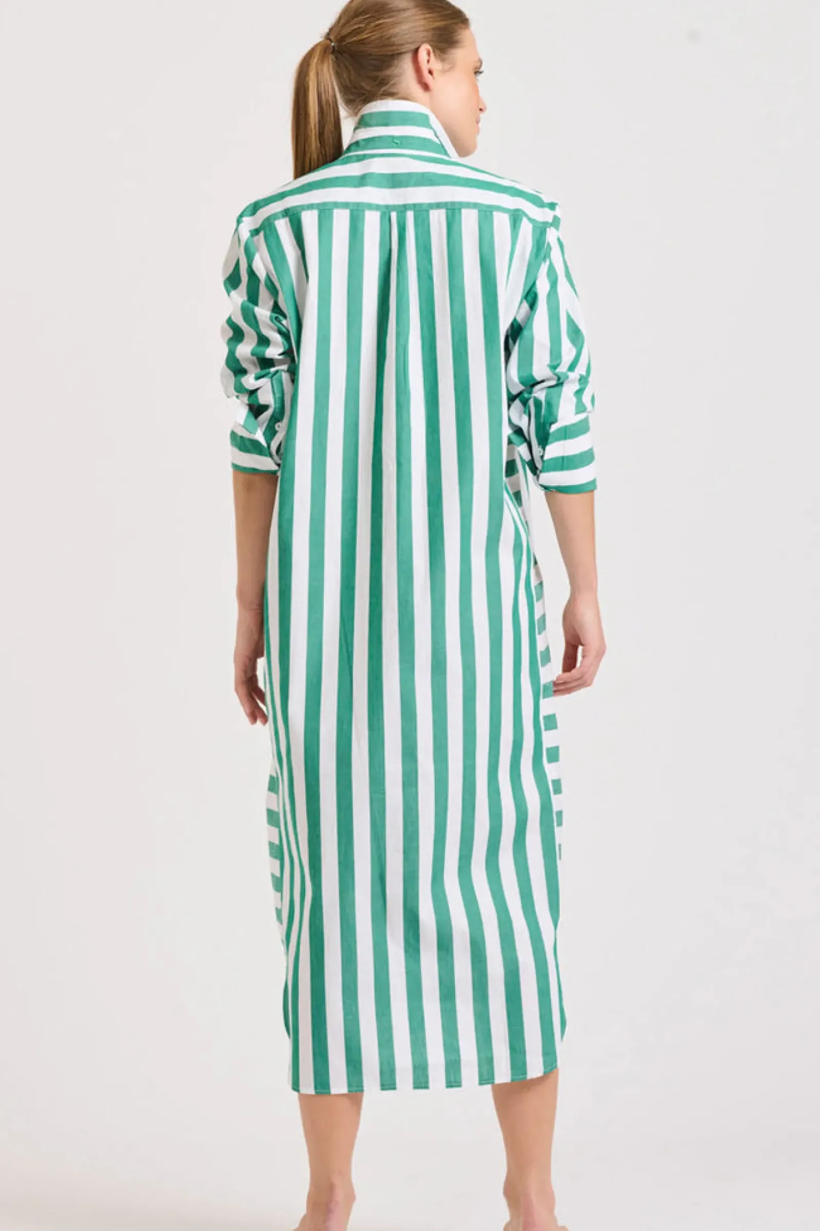Shirty Clothing Shirty Andrea Shirtdress- Green wide stripe Clearance
