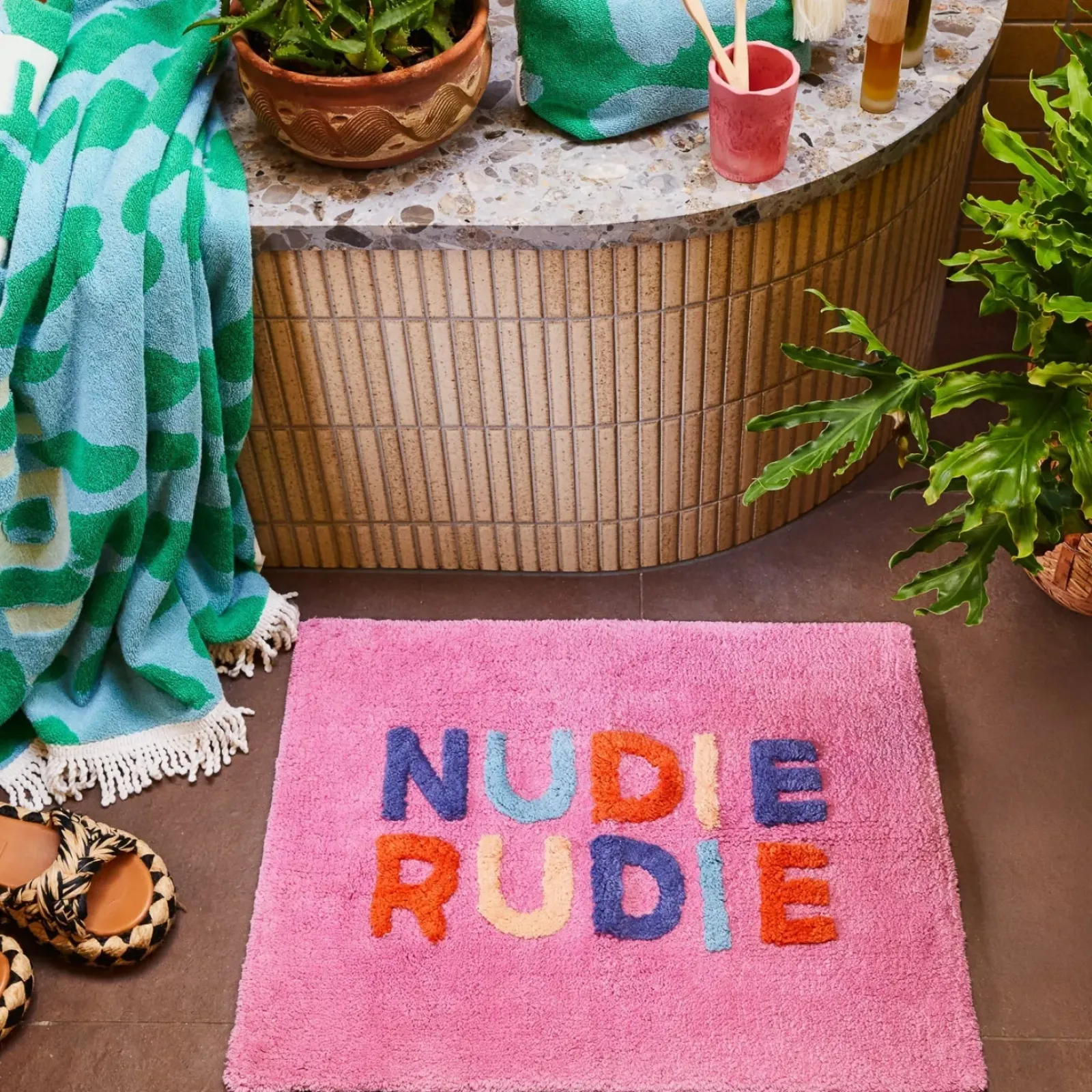 Sage & Clare Sage & Clare Nudie Rudie Bath Mat Mini - Dahlia Hot