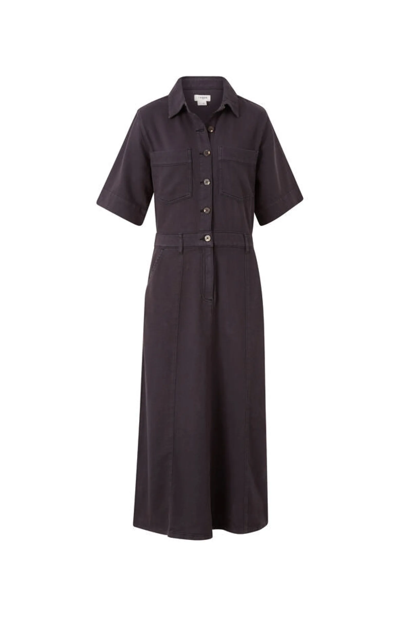 Ceres Life Short Sleeve Denim Midi Shirt Dress - Washed Black Twill Online