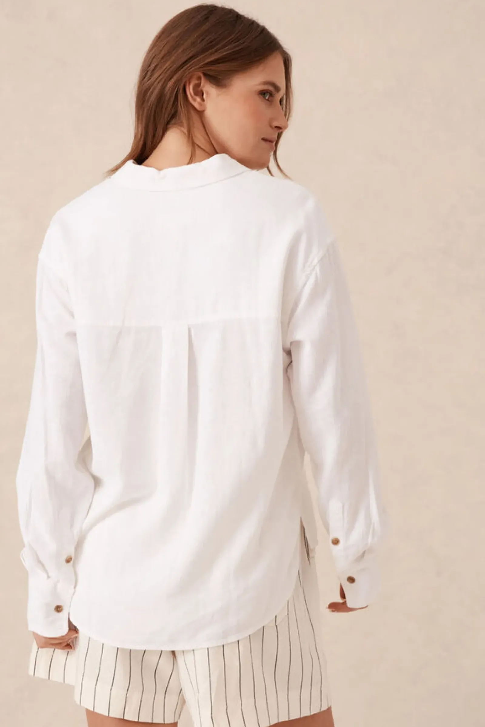 Ceres Life Relaxed Pocket Shirt- White Fashion