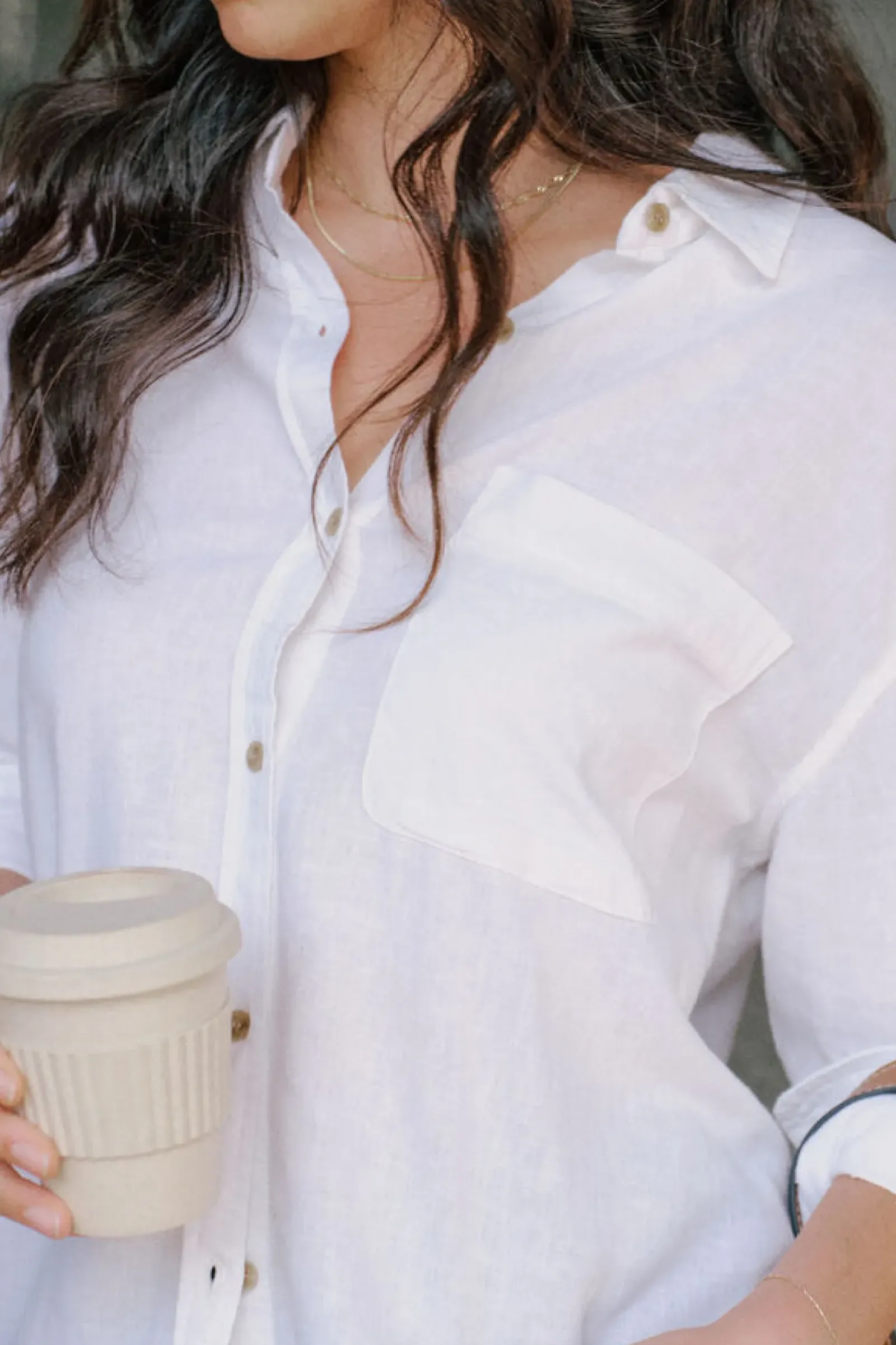 Ceres Life Relaxed Pocket Shirt- White Fashion