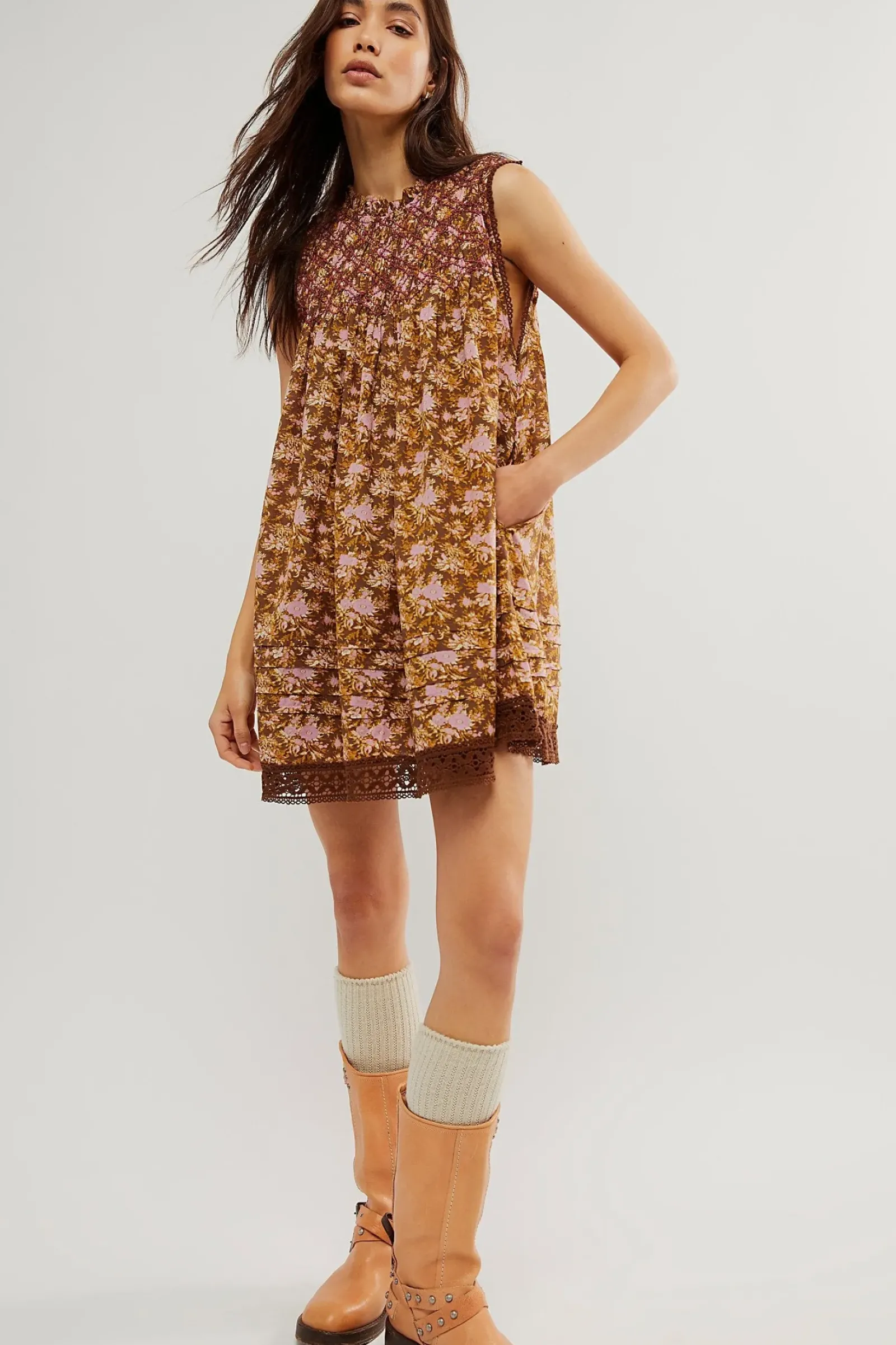 Free People Shea Printed Mini - Chocolate Combo Sale