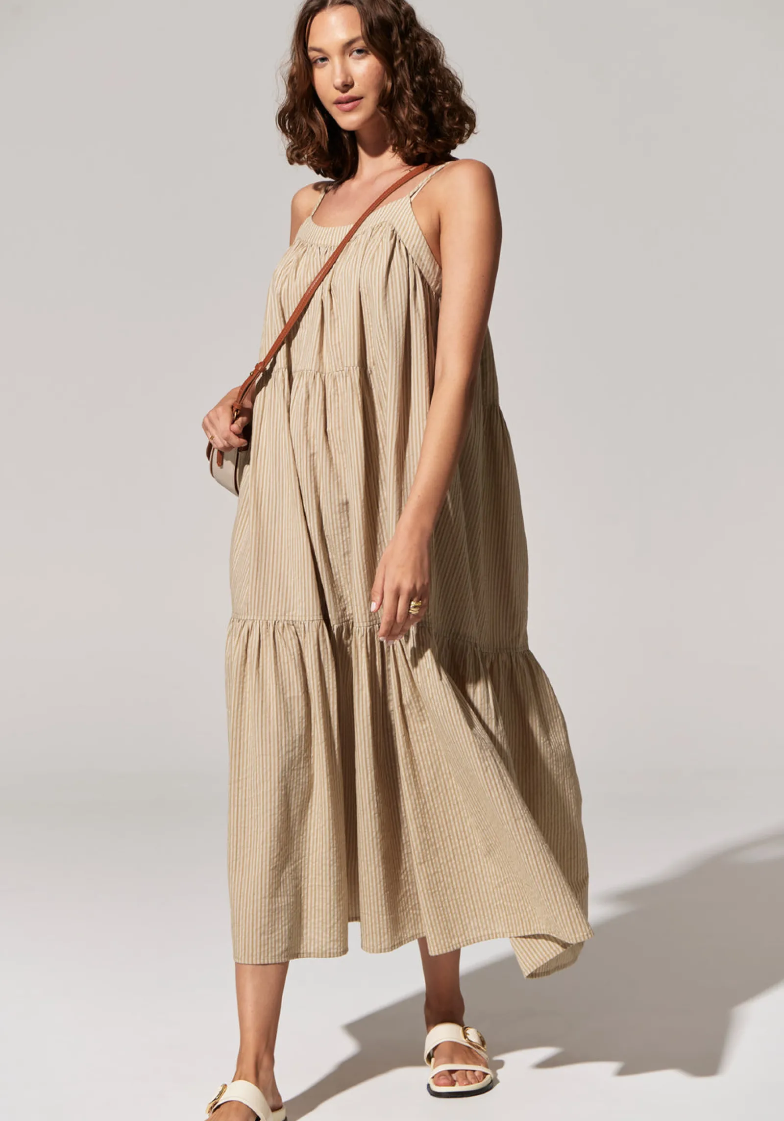 Pol Acacia Sundress - Light Khaki Sale