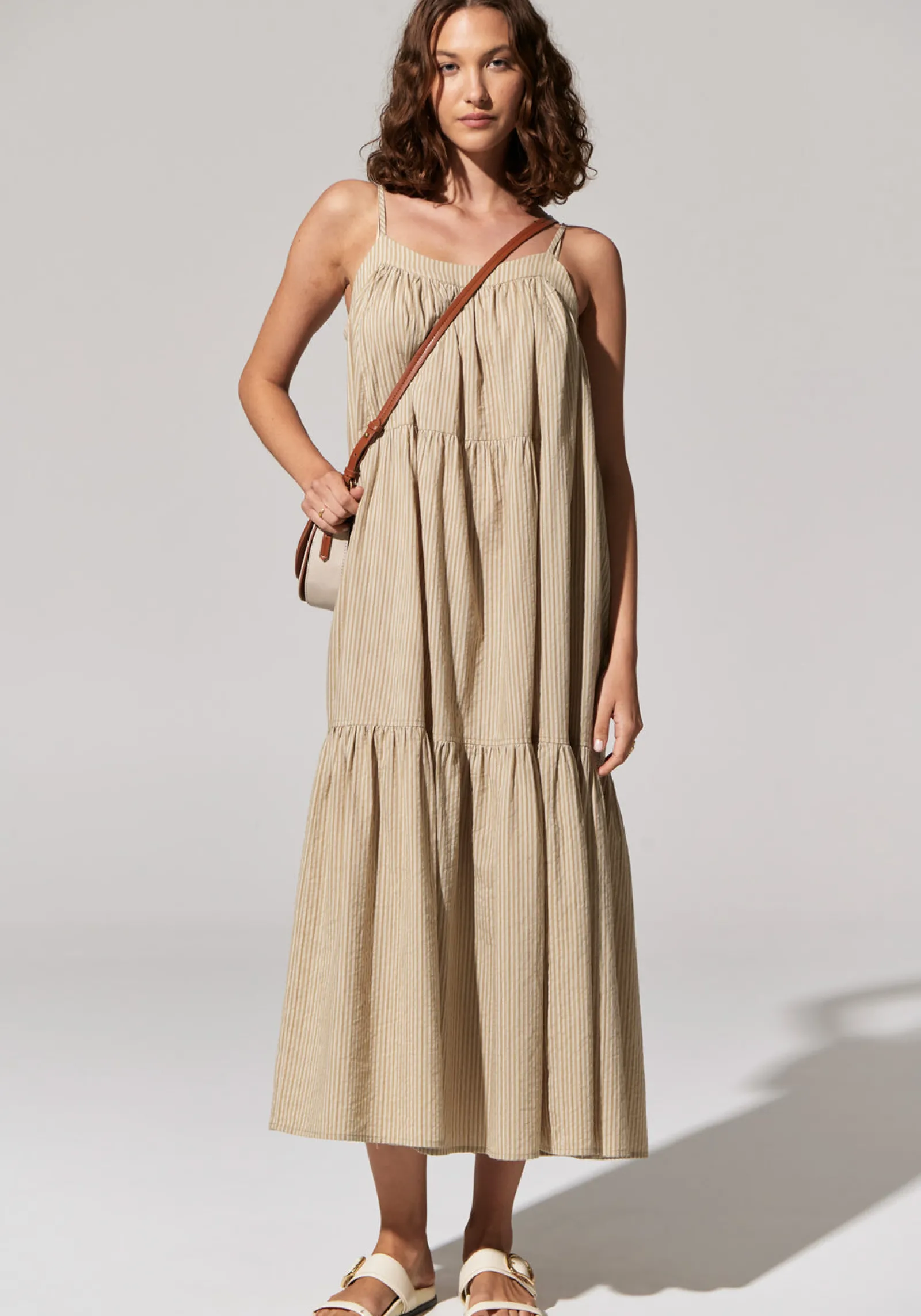 Pol Acacia Sundress - Light Khaki Sale