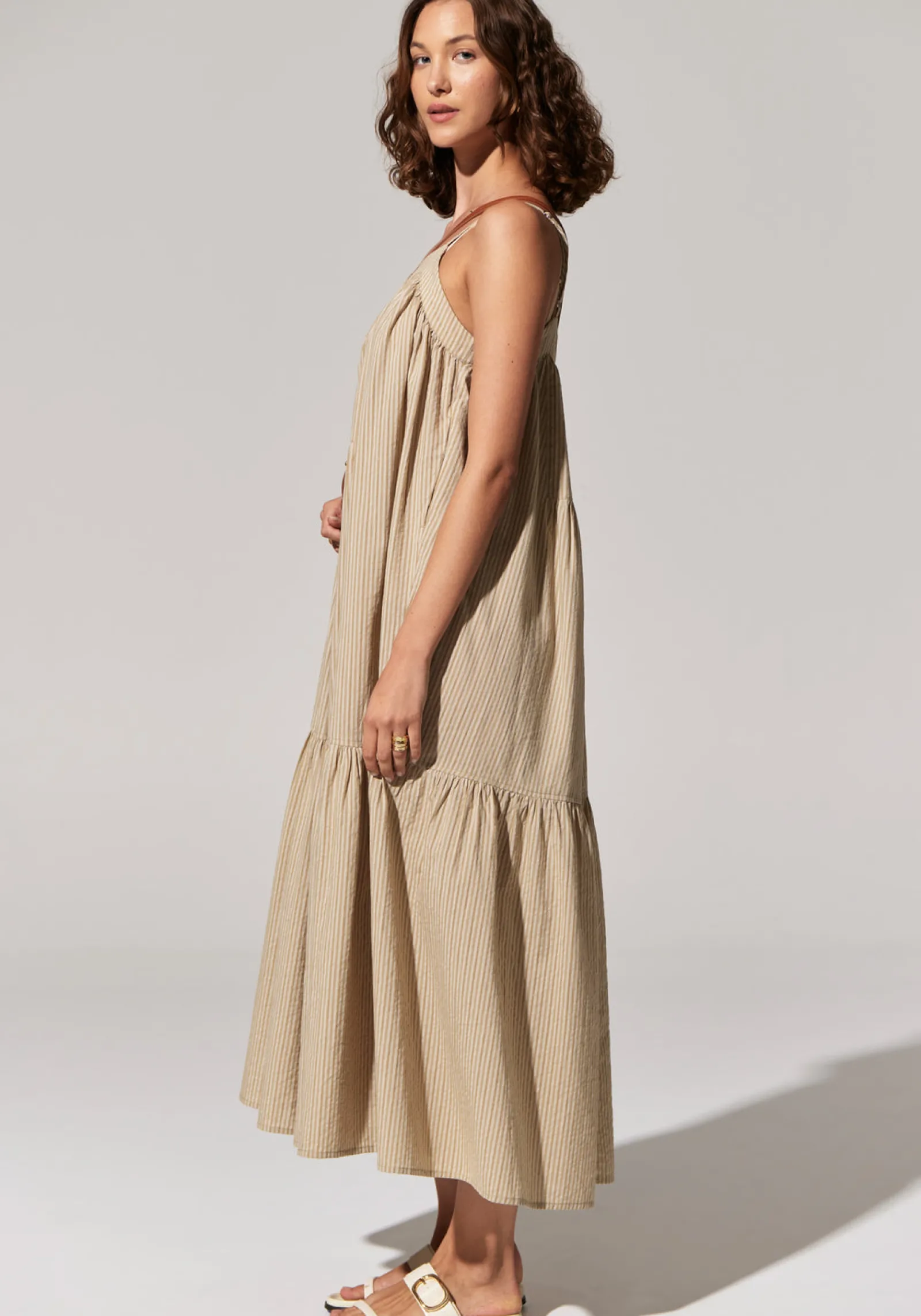 Pol Acacia Sundress - Light Khaki Sale